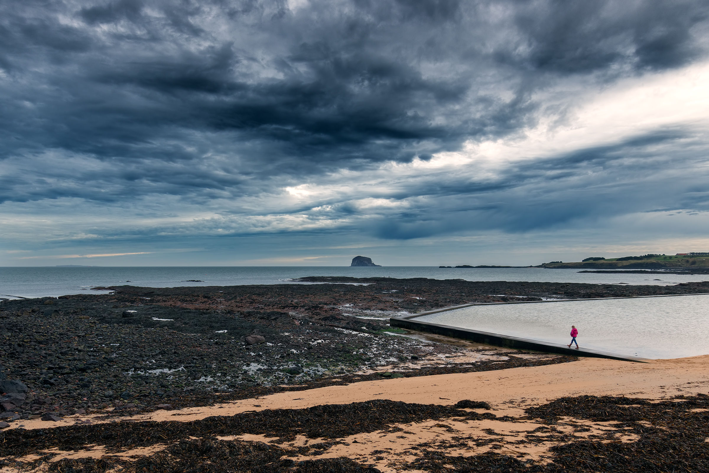 Walking the line under the scottish clouds.
