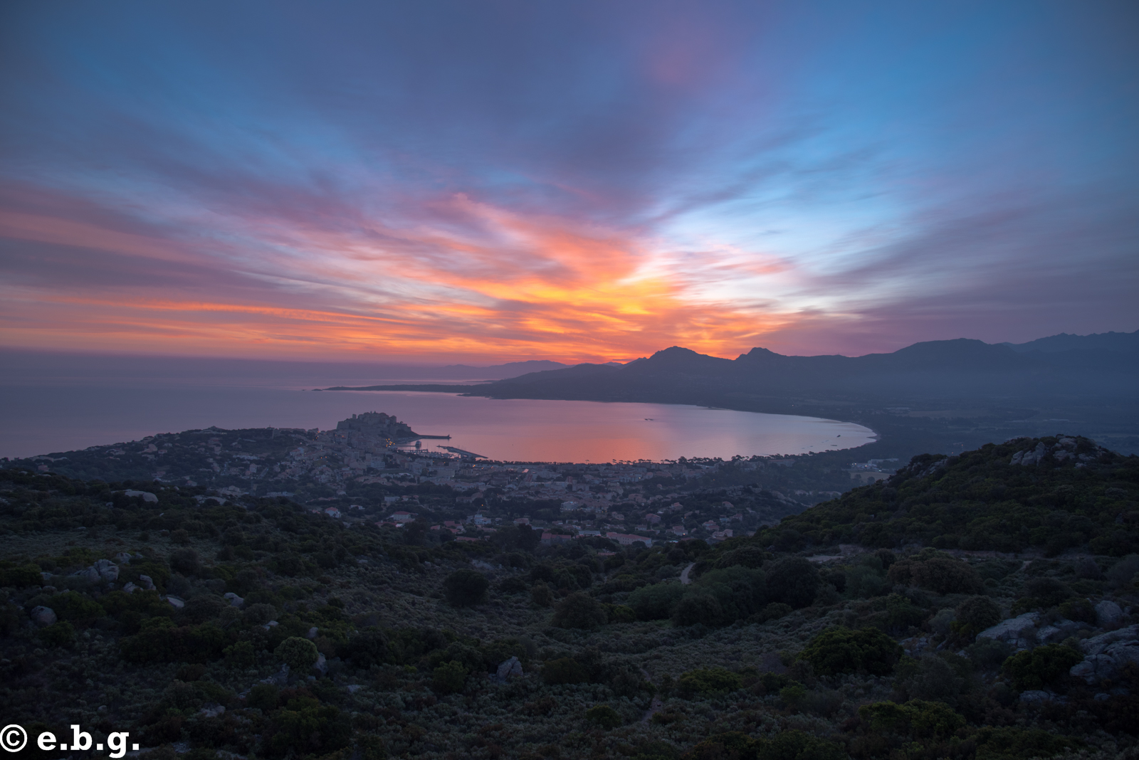 Fire sunrise in Calvi