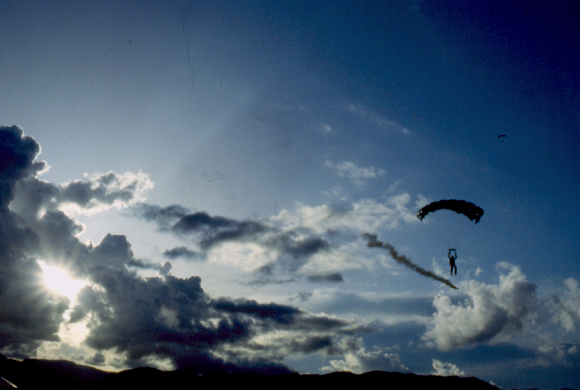 paratroopers at sunset