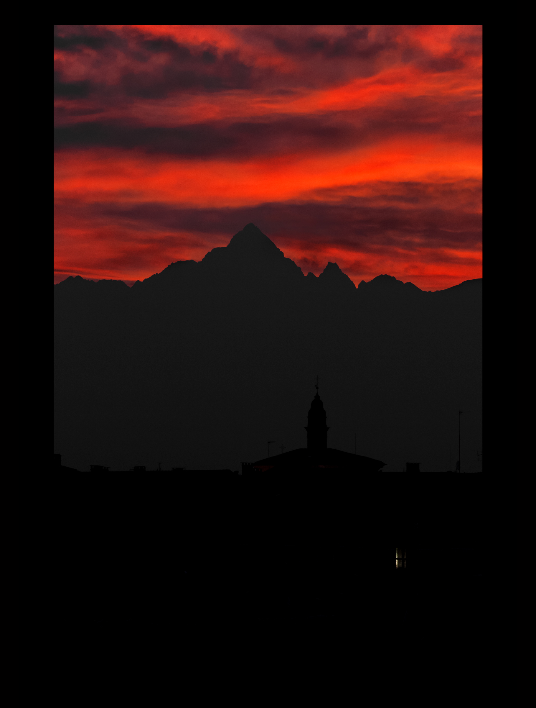 The window lit on sunset