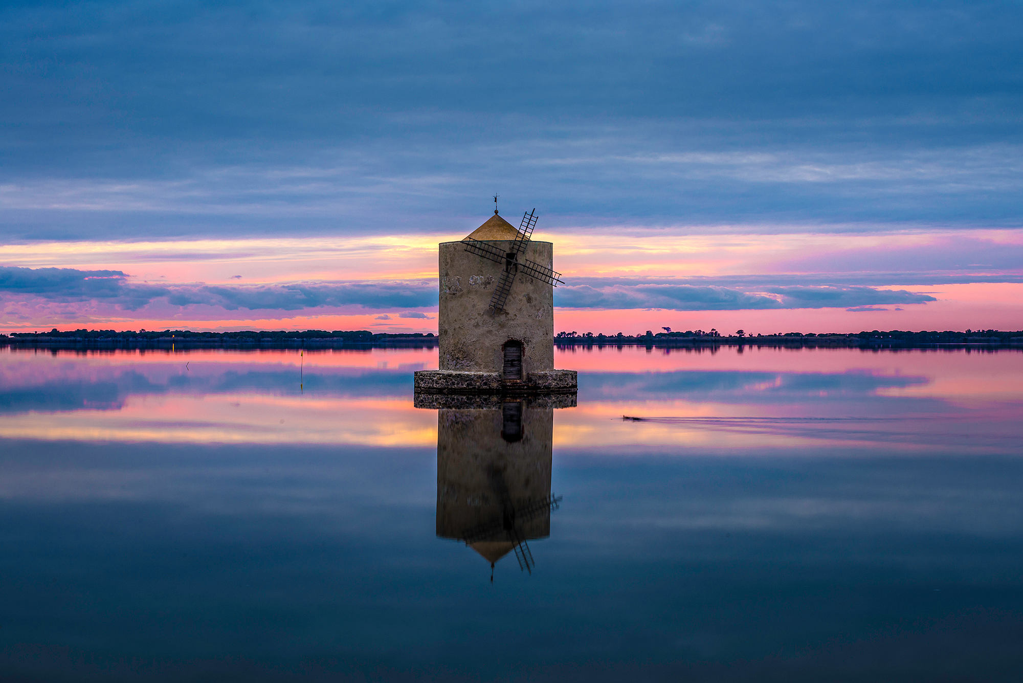 Orbetello lagoon at sunset