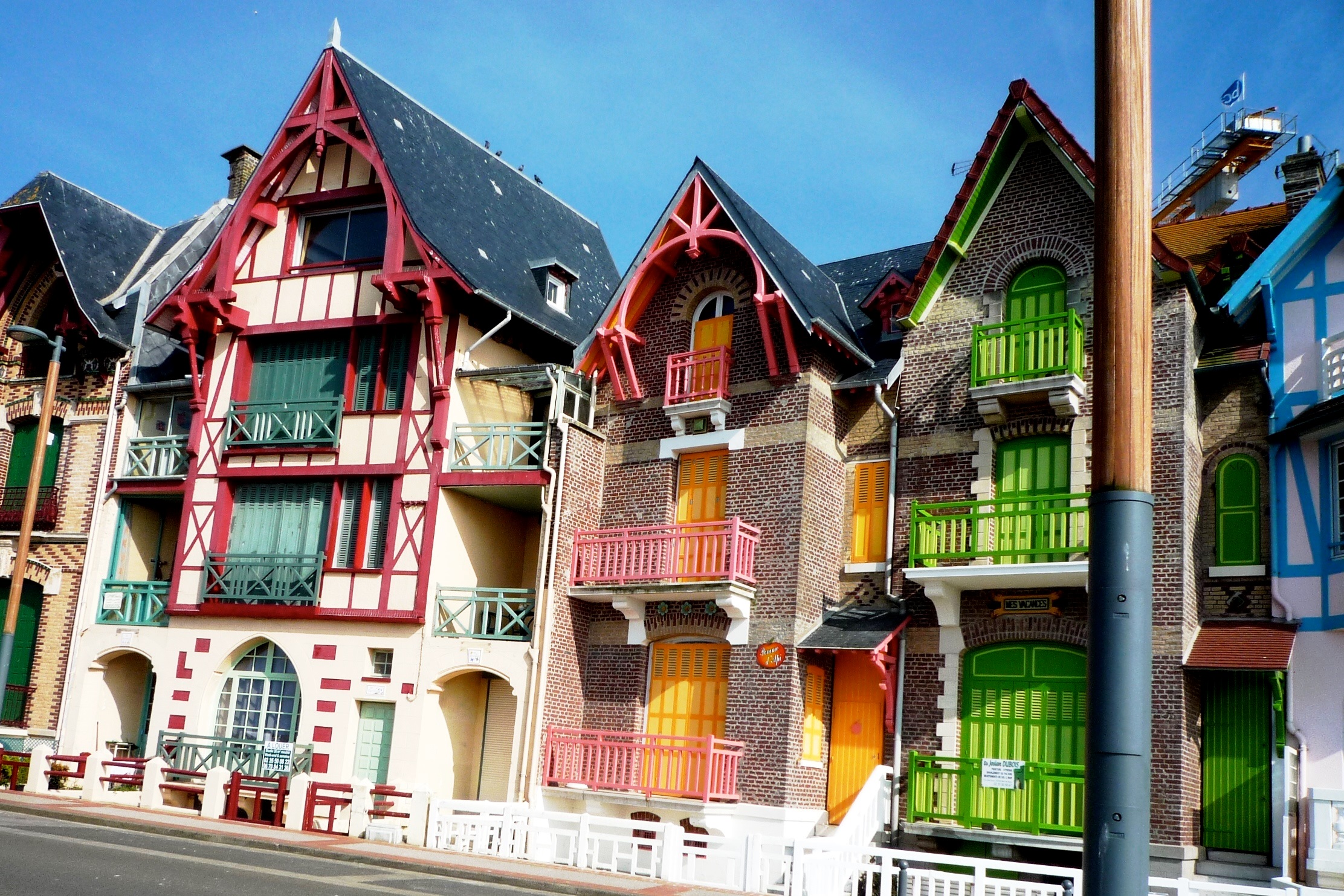 the colors of the houses on the beach in Dieppe (France)