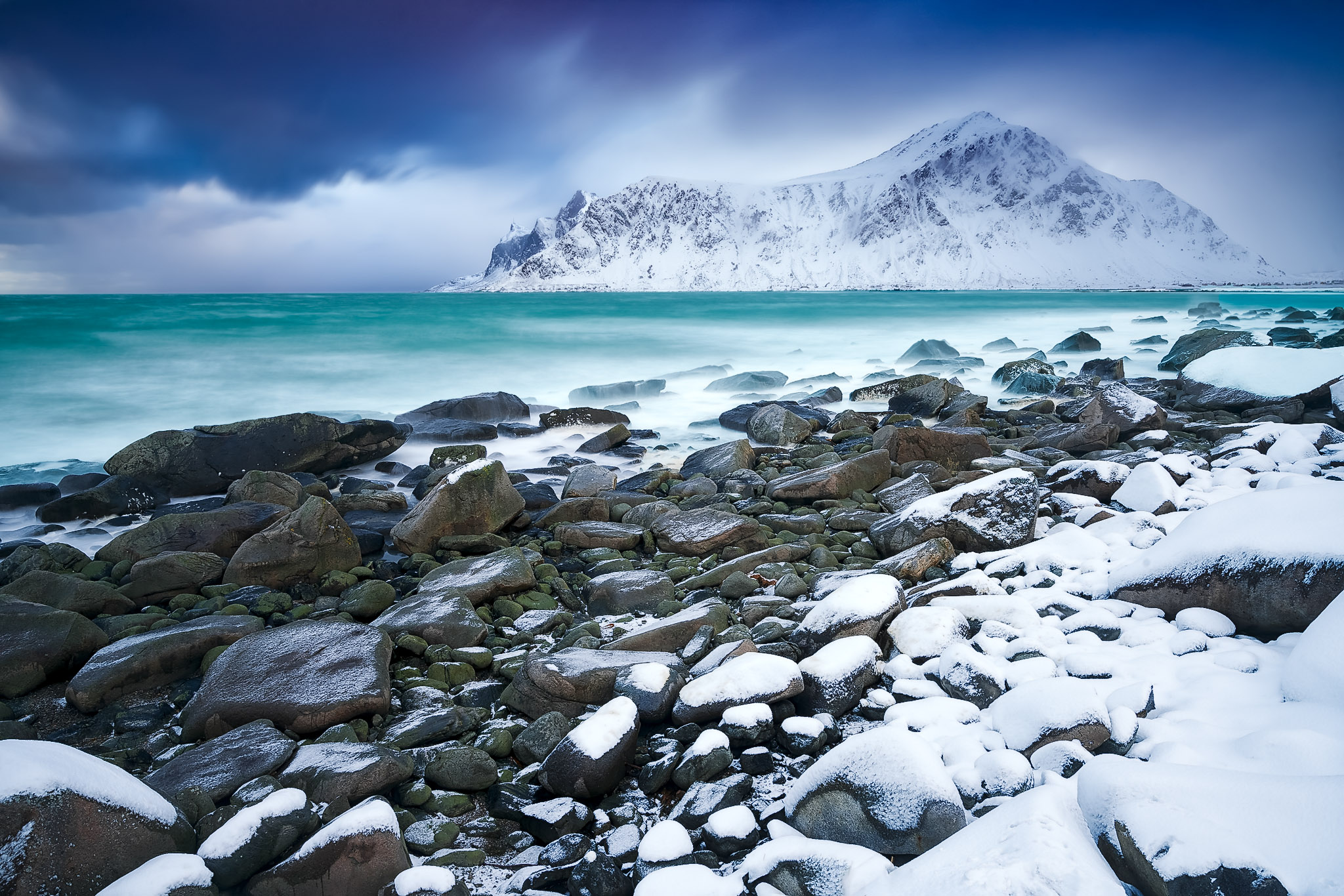 Skagsanden beach during a snowfall