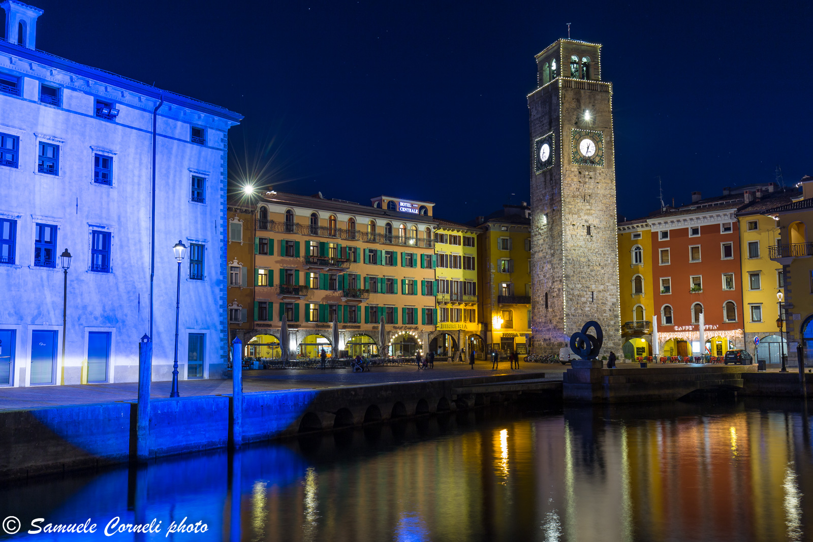 riva del garda lit up for a party