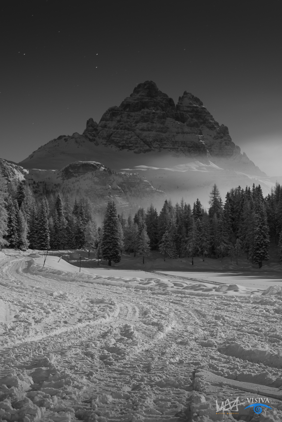 Tre cime al chiaro di luna...dal Lago Antorno (ghiaccia