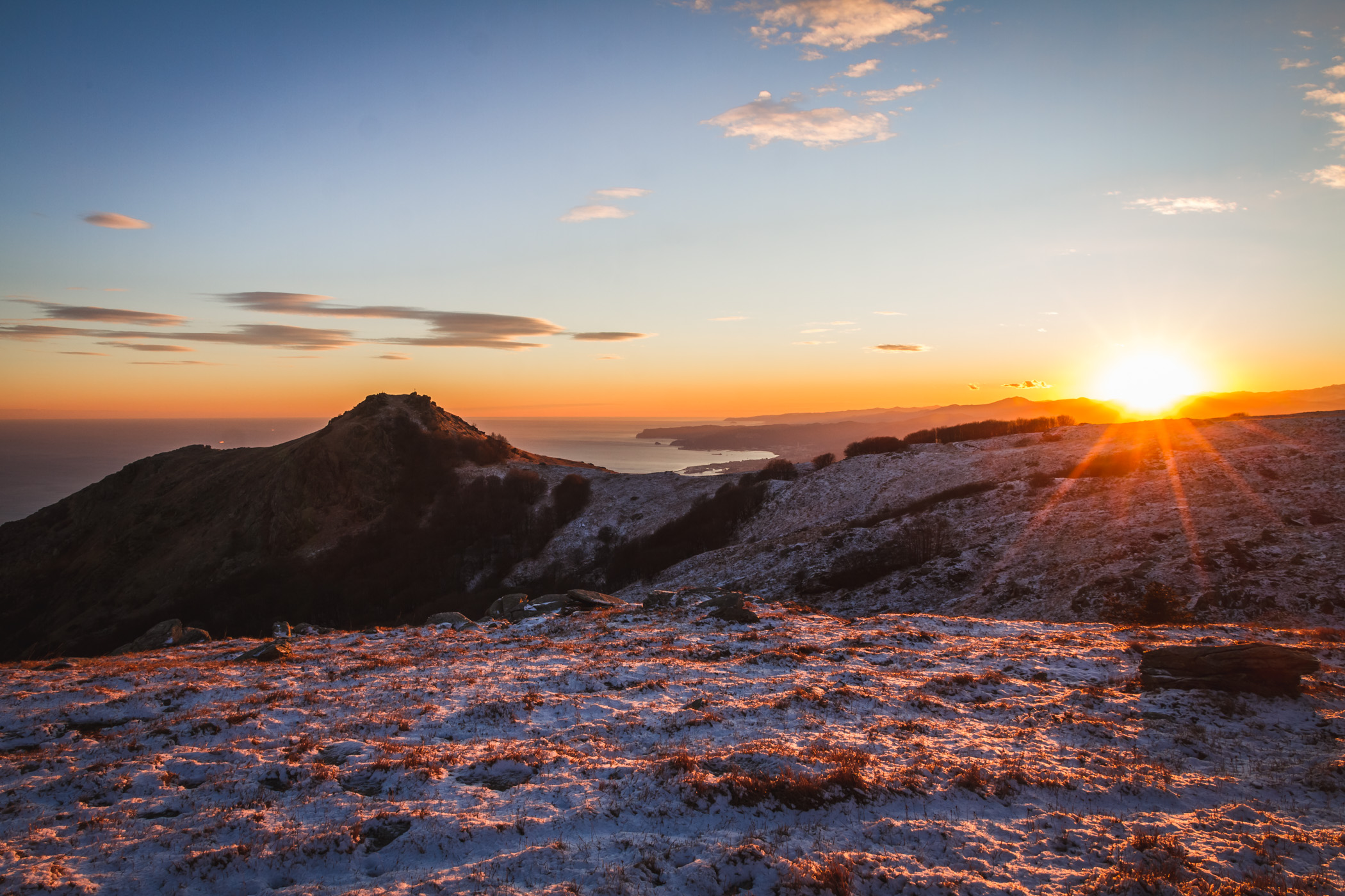 Tramonto ligure invernale