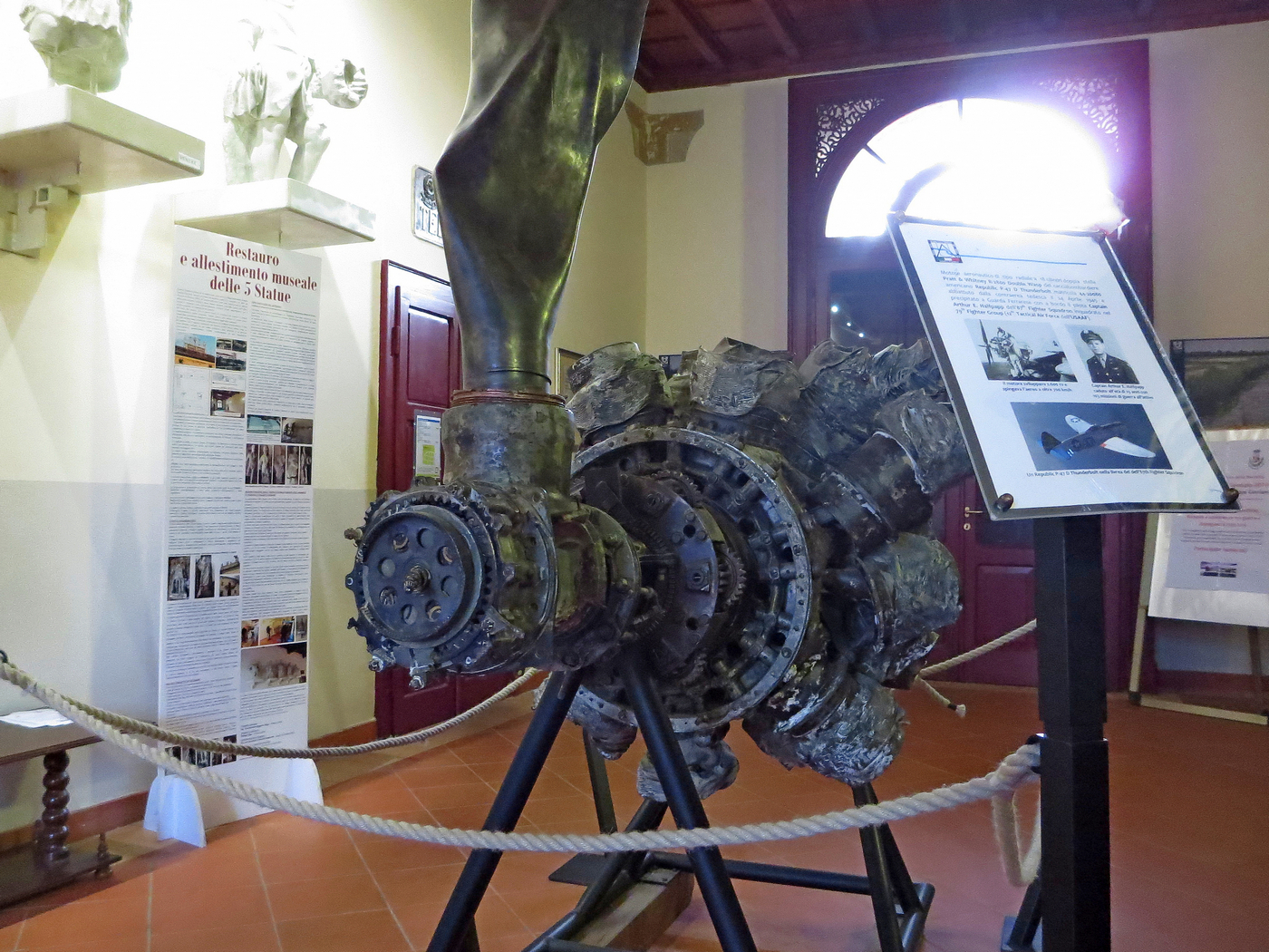 the wreckage of the engine of the crashed hunt