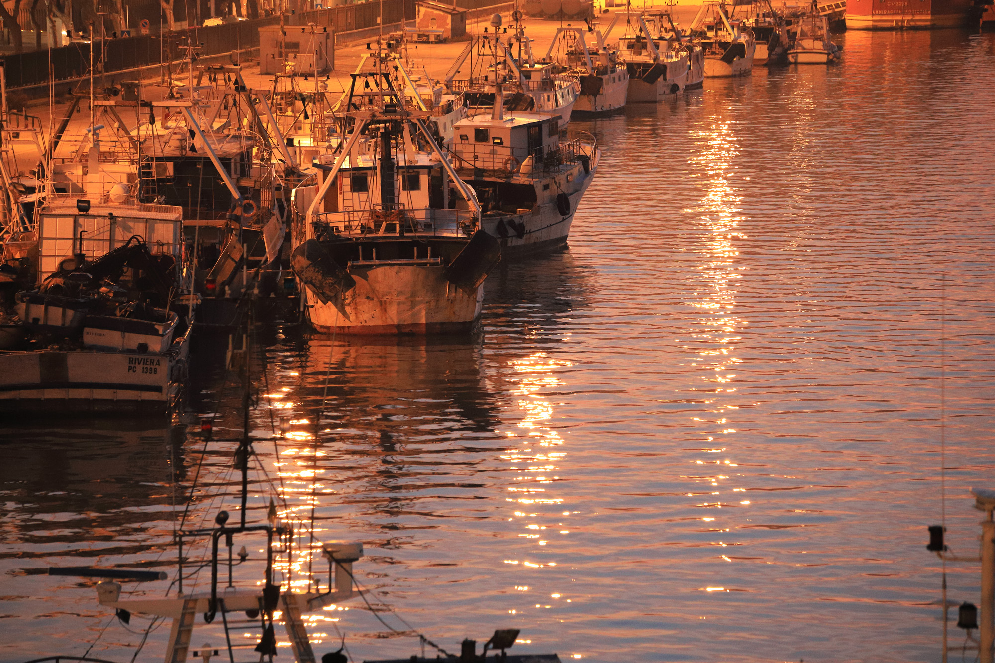 boats at sunset