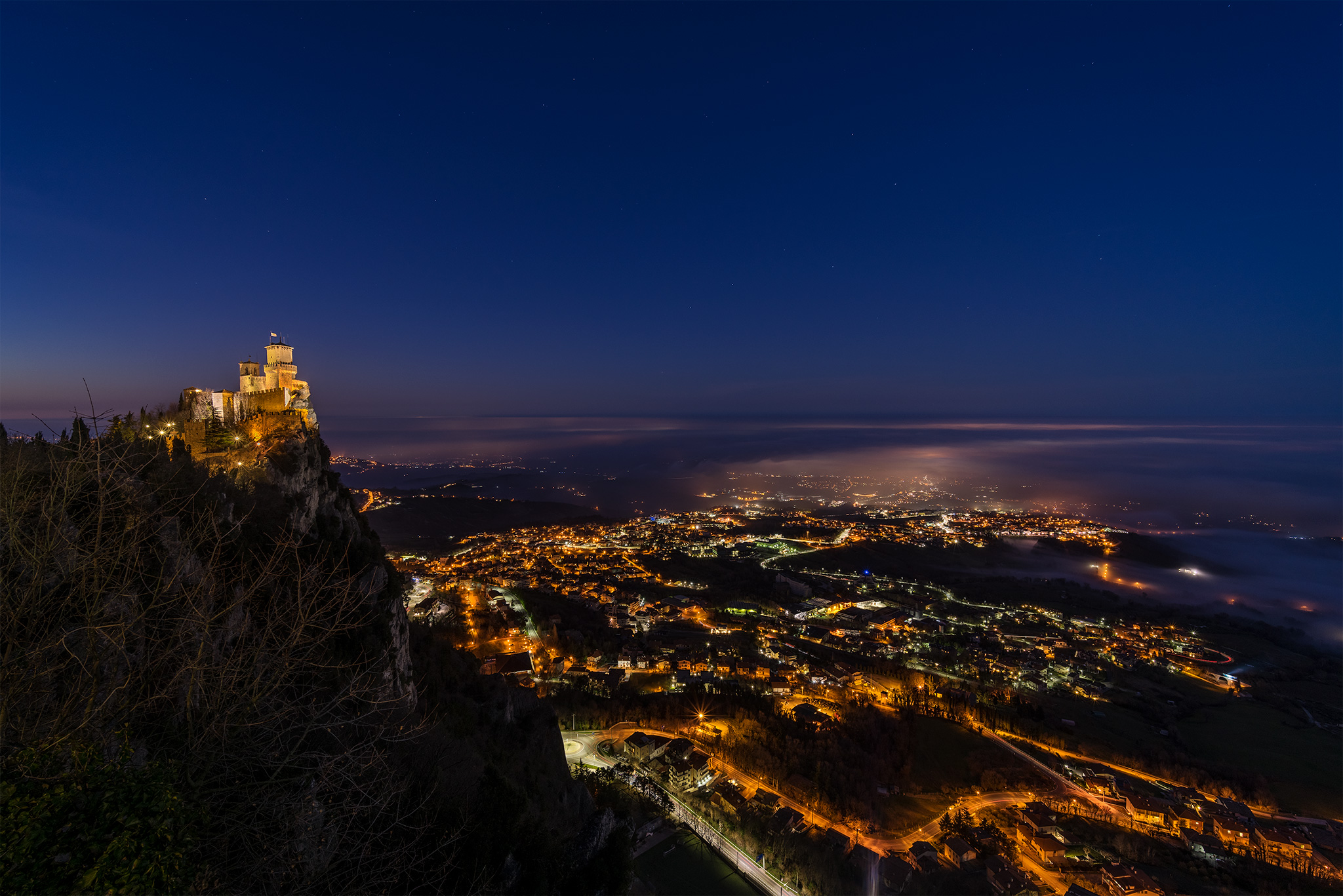 The blue hour on Mount Titano