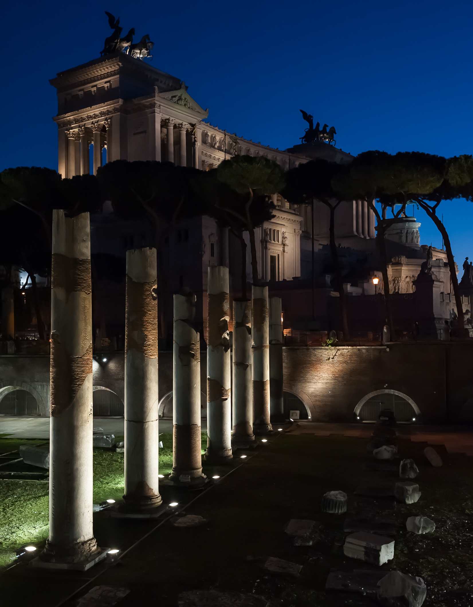 Remains of the Basilica Ulpia and Vittoriano columns on the ...