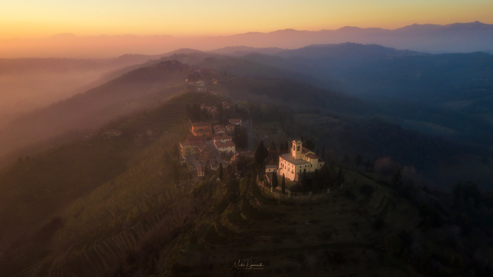 Winter sunset above Montevecchia