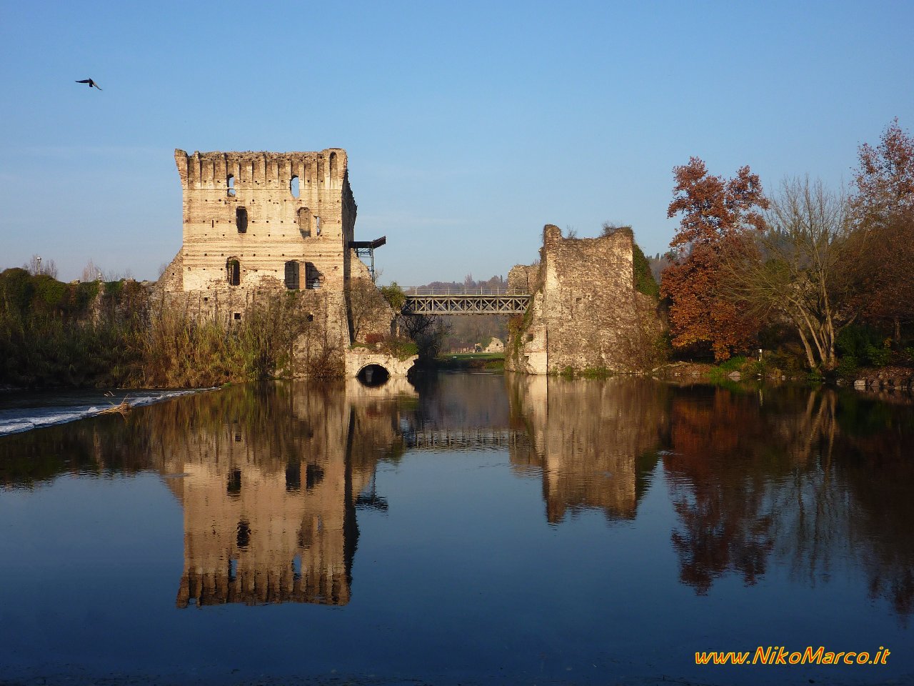 The bridge over the Mincio seen Borghetto
