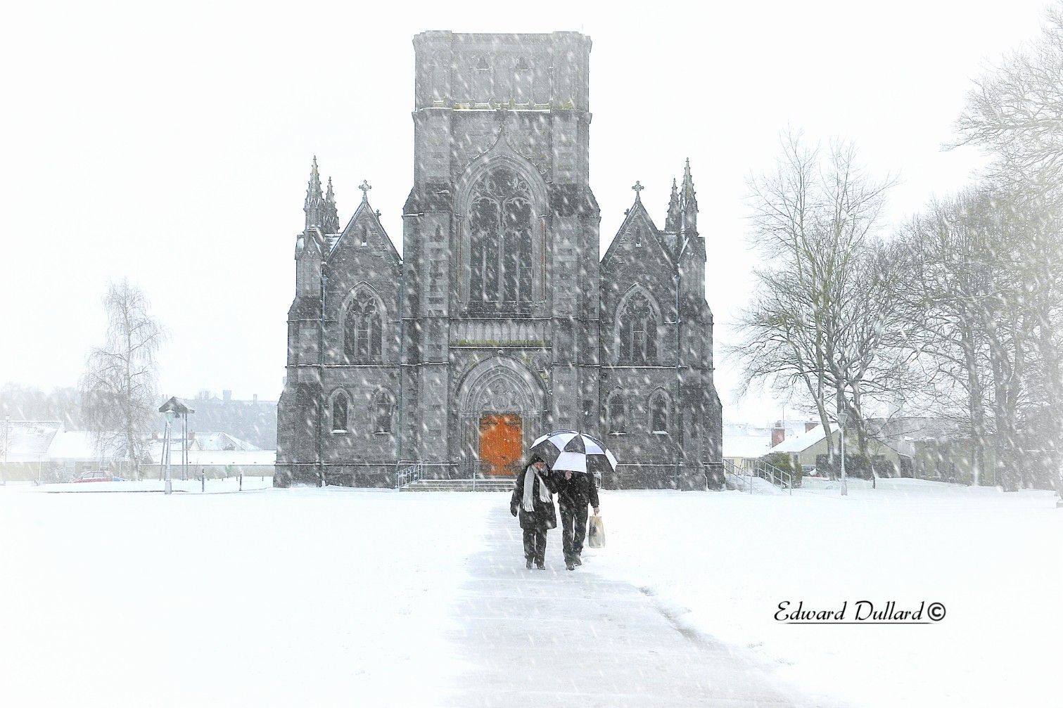 Saint John's in the snow.