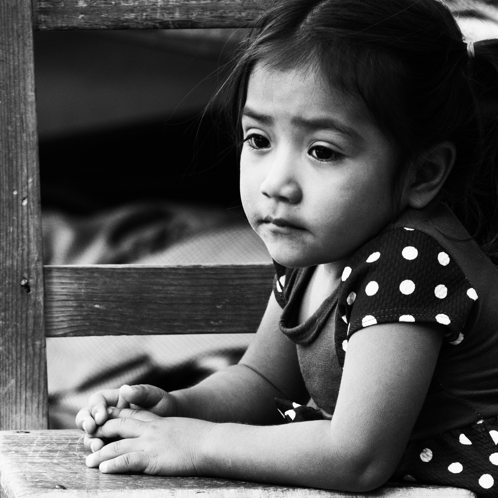 The thoughtful little girl