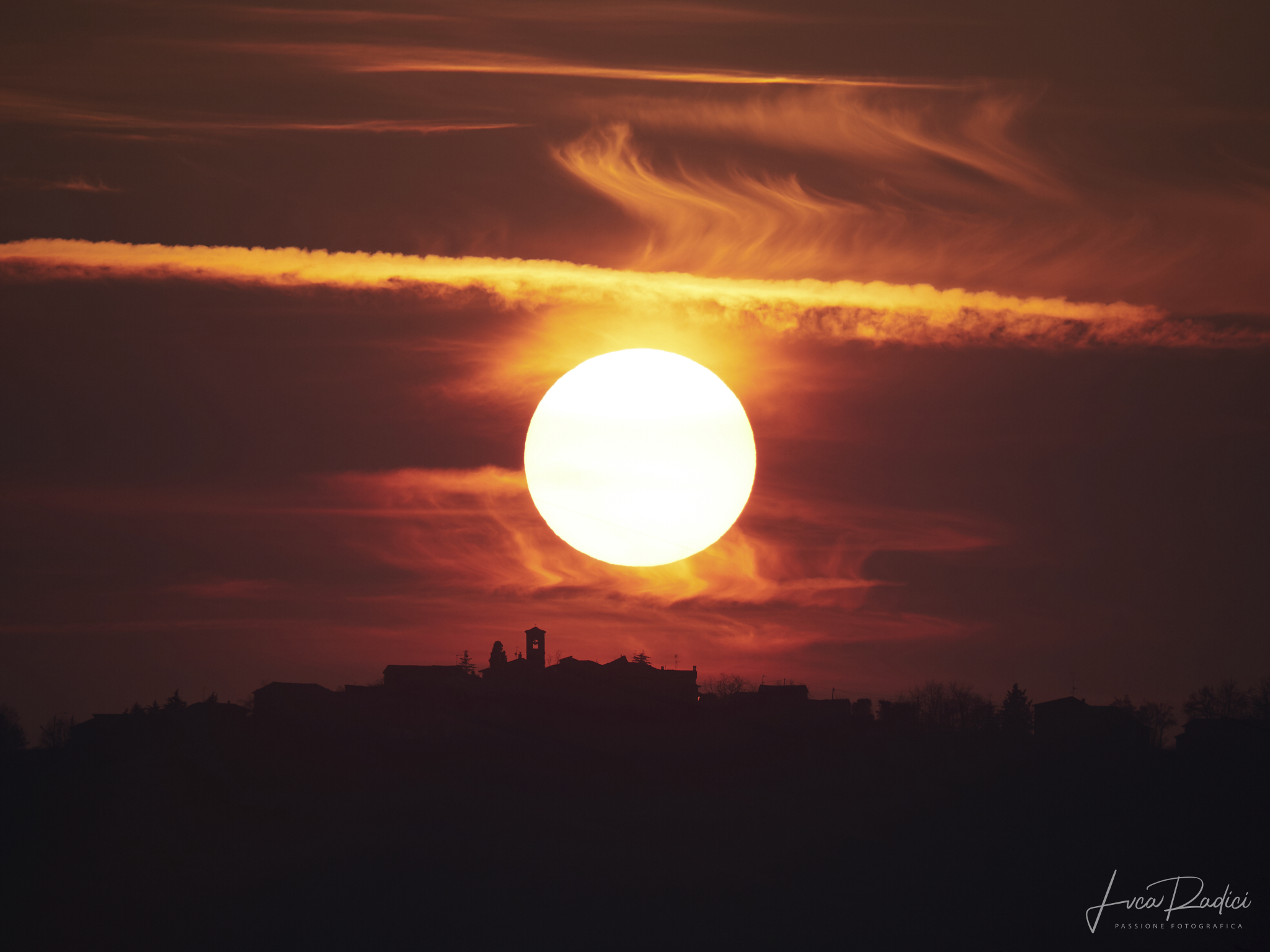 The fiery sky at sunset