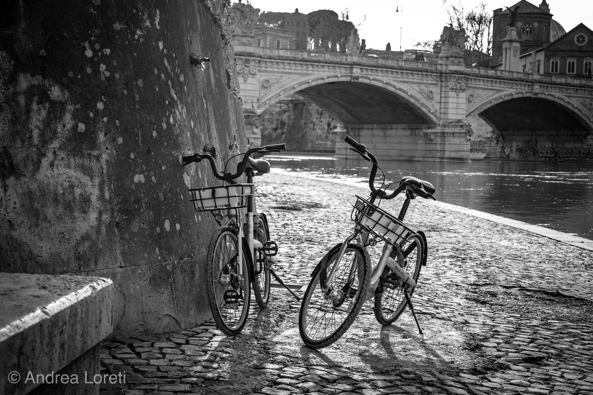 bycicles on tiber river