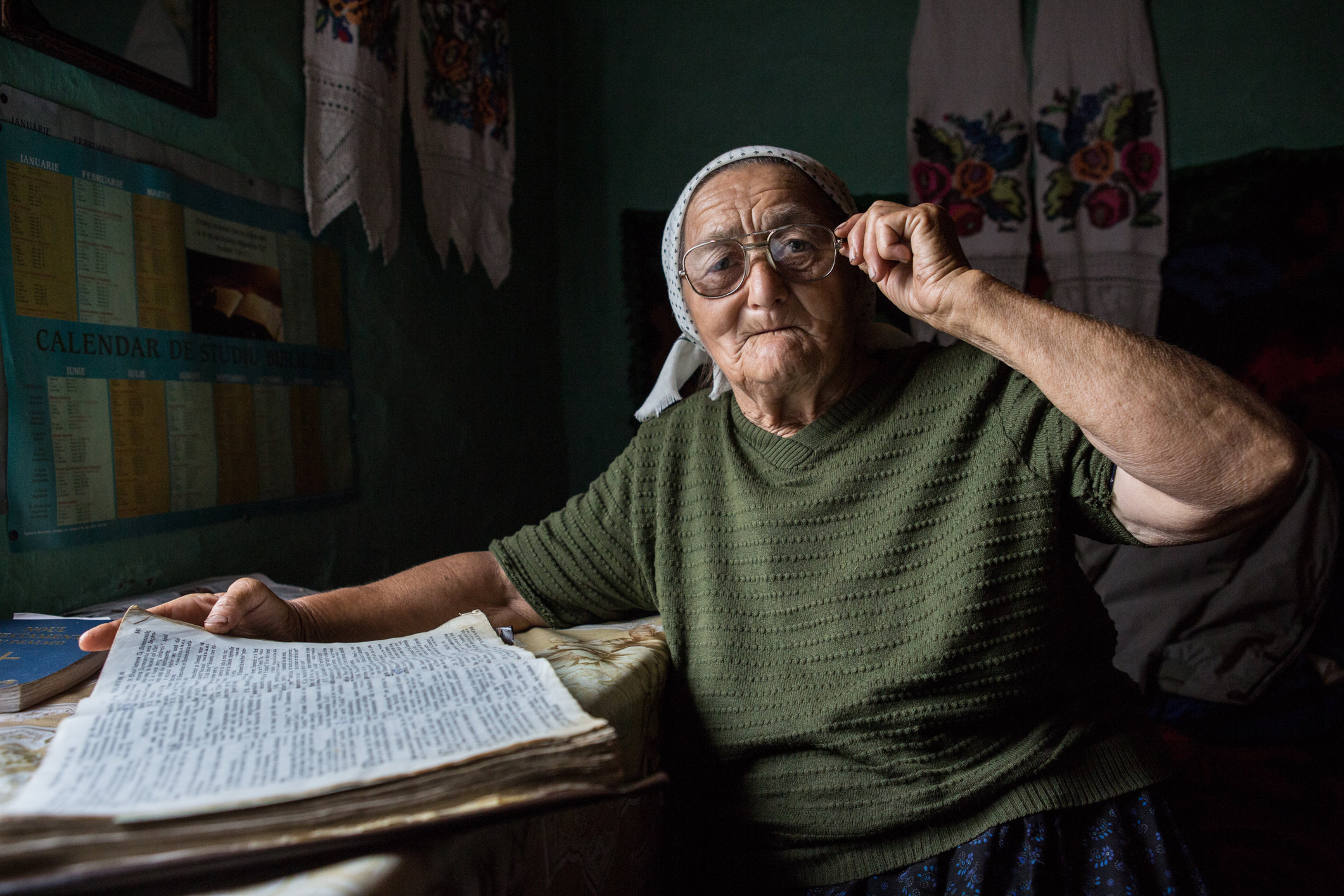 Lady reads the Bible