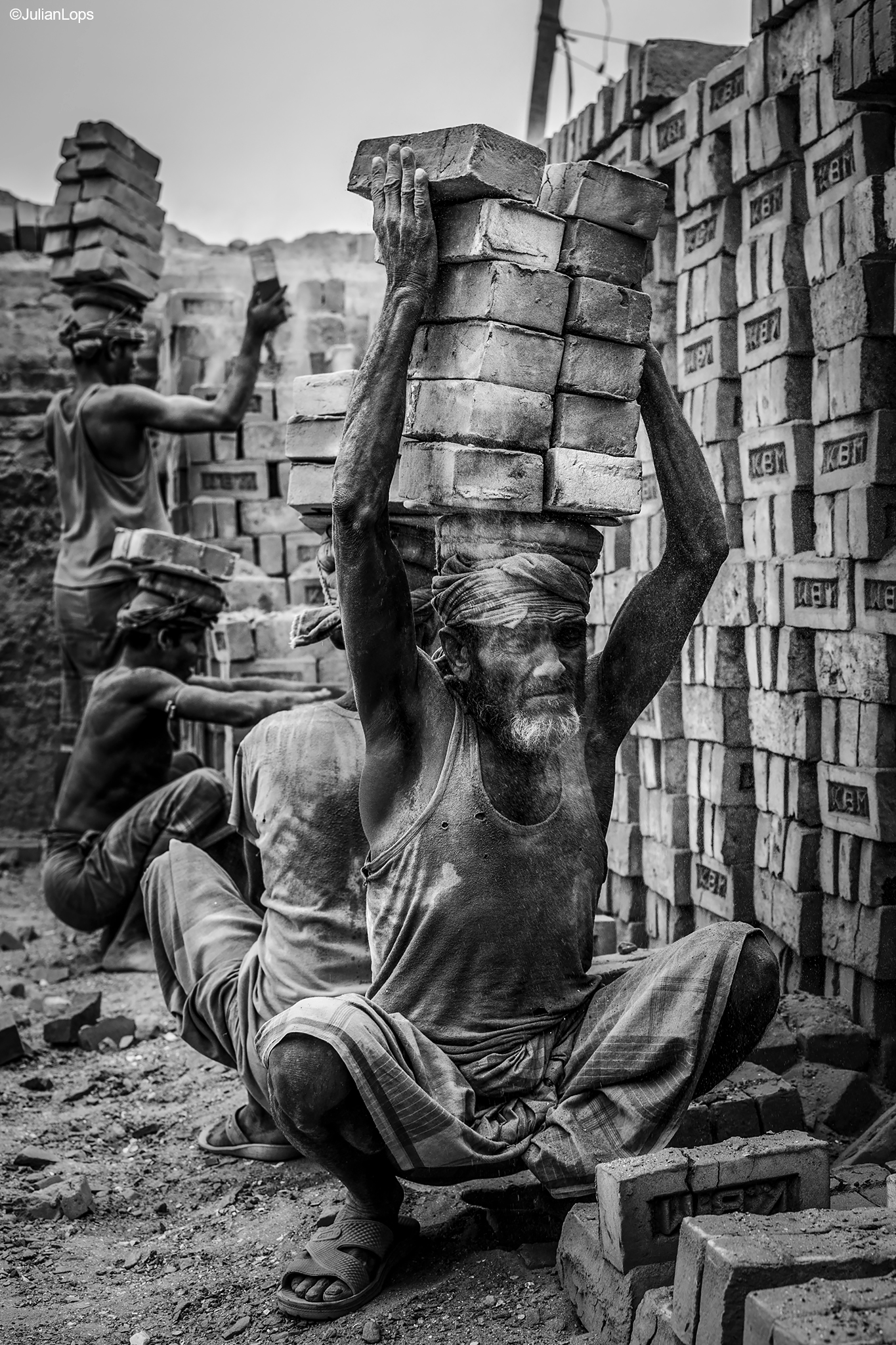 Workers in the brick factory