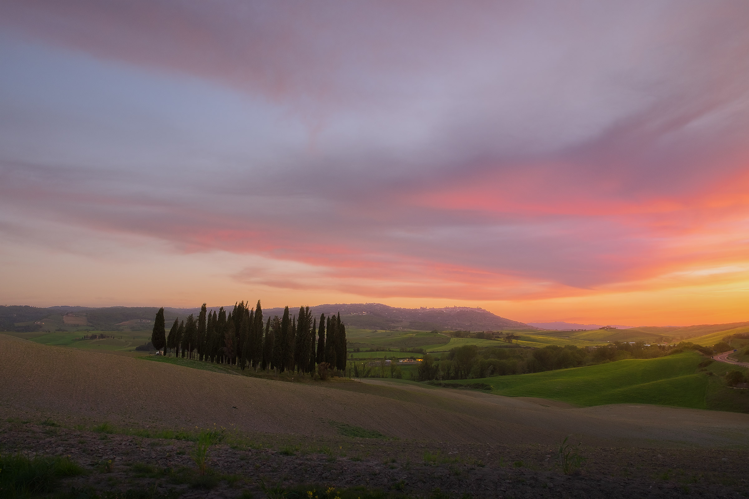 Tramonto sulla val d'Dorcia