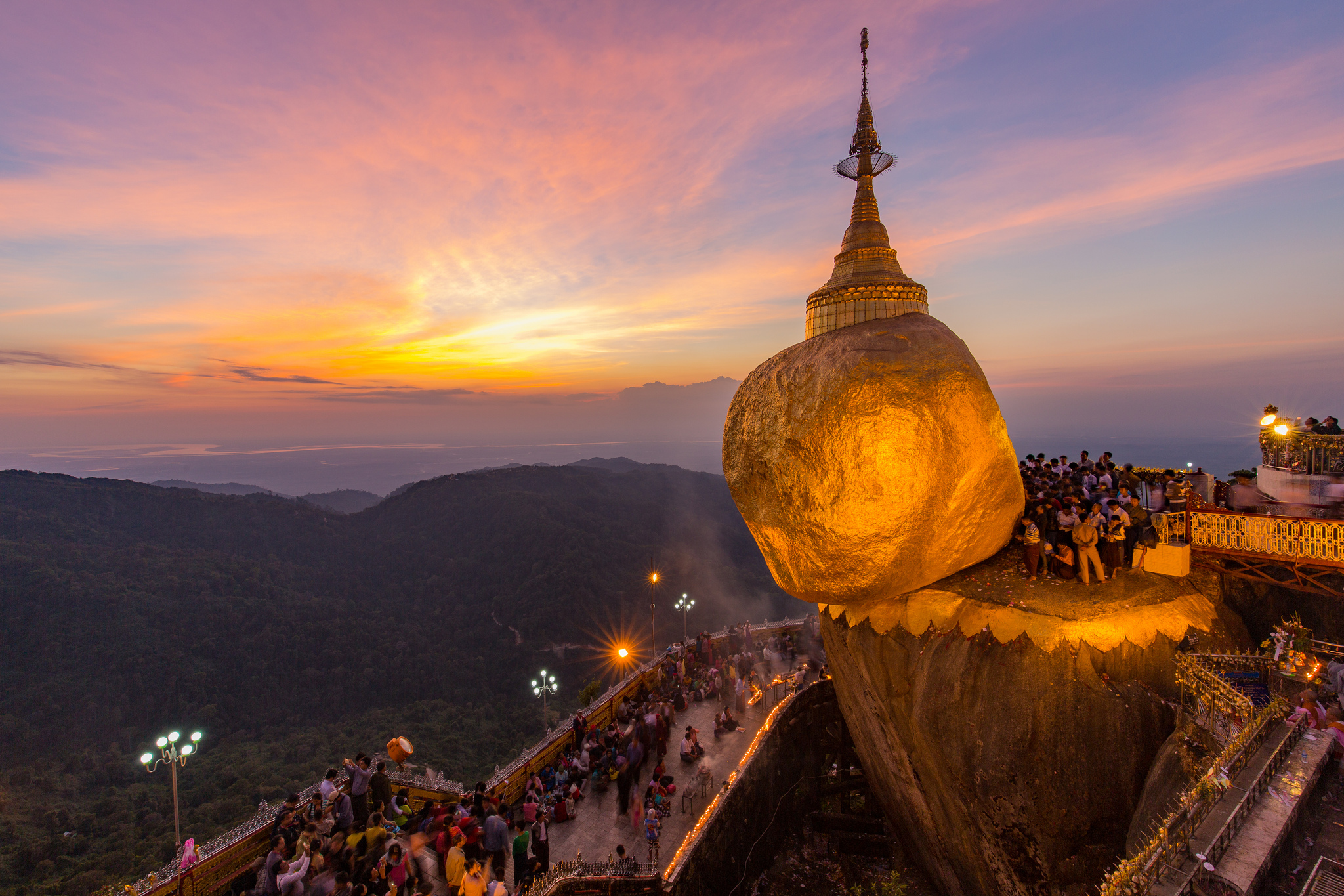 The Golden Rock at sunset