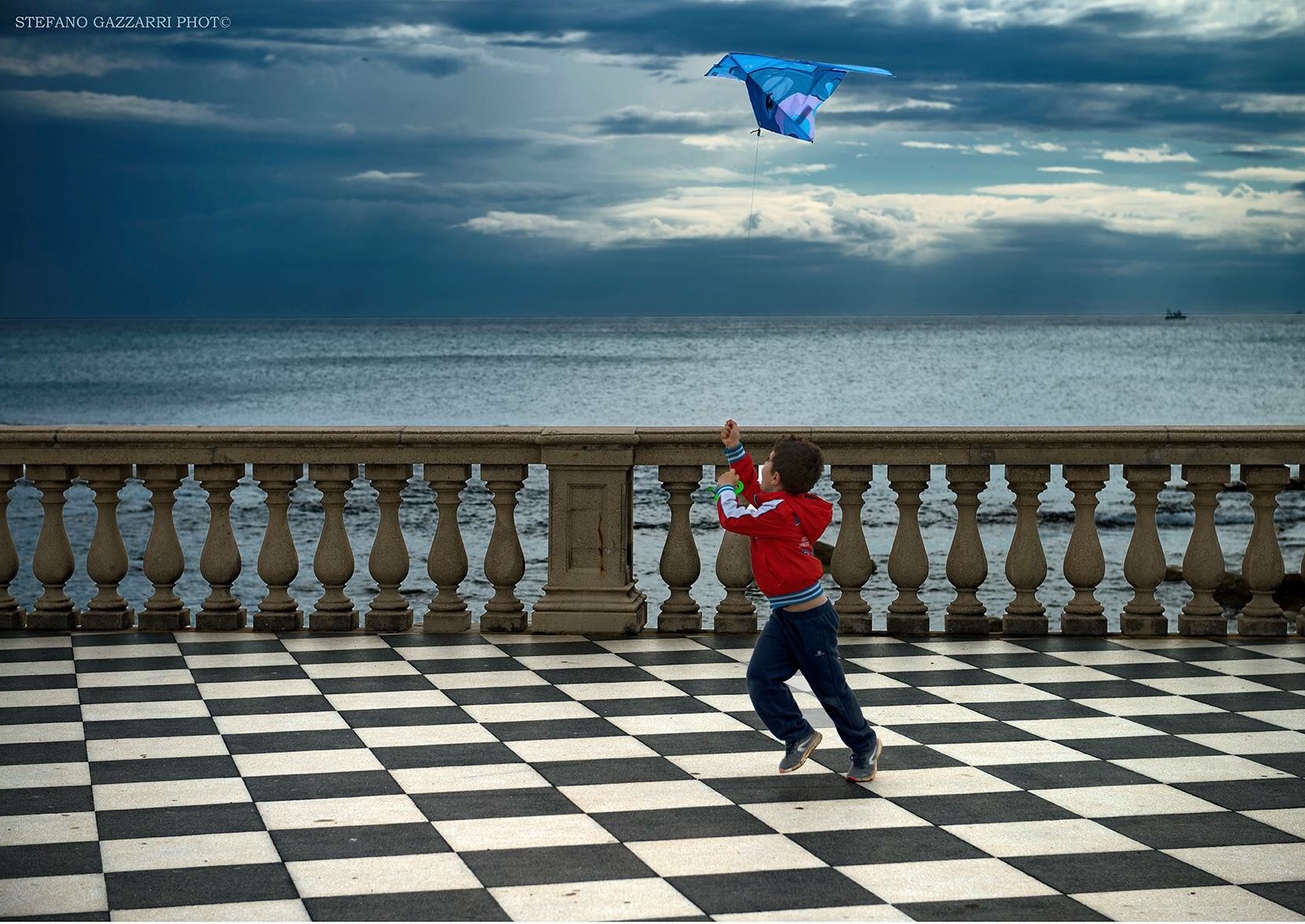 In blue painted blue