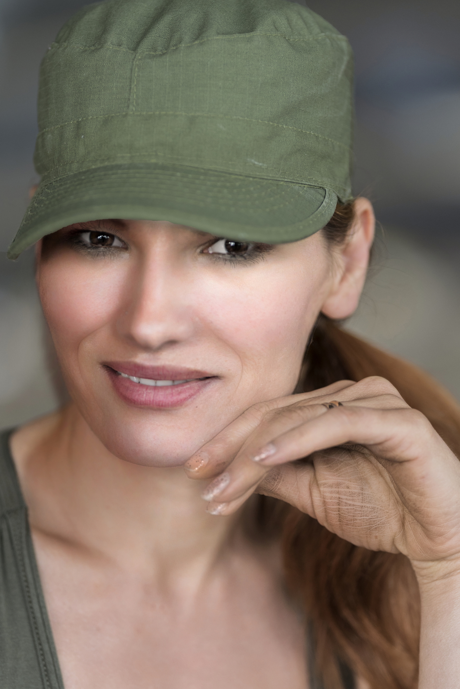 Woman with military hat
