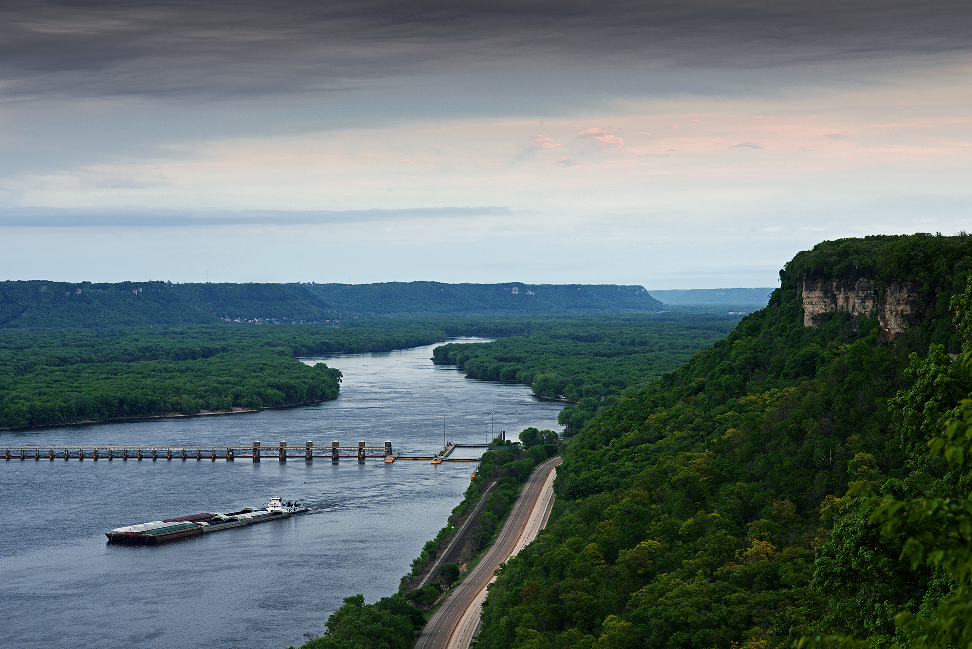 Barges Leaving Lock and Dam No. 5