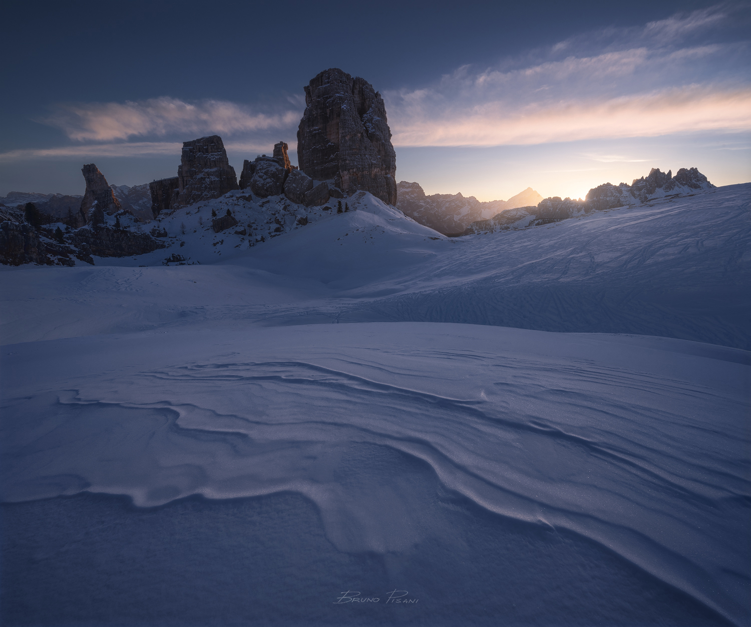 Five towers in the snow