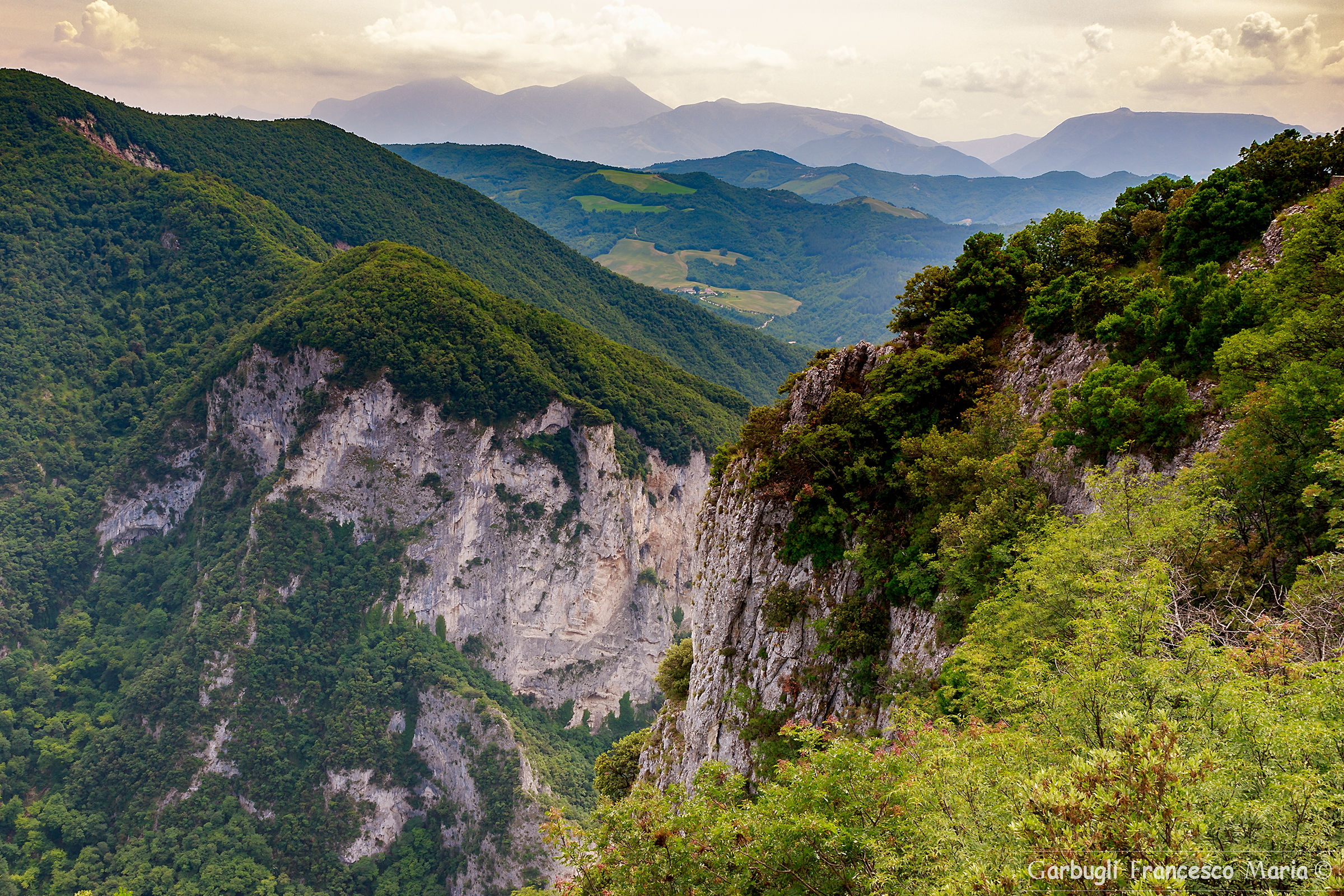 Panorama from the cliff of the gorge of Furlo