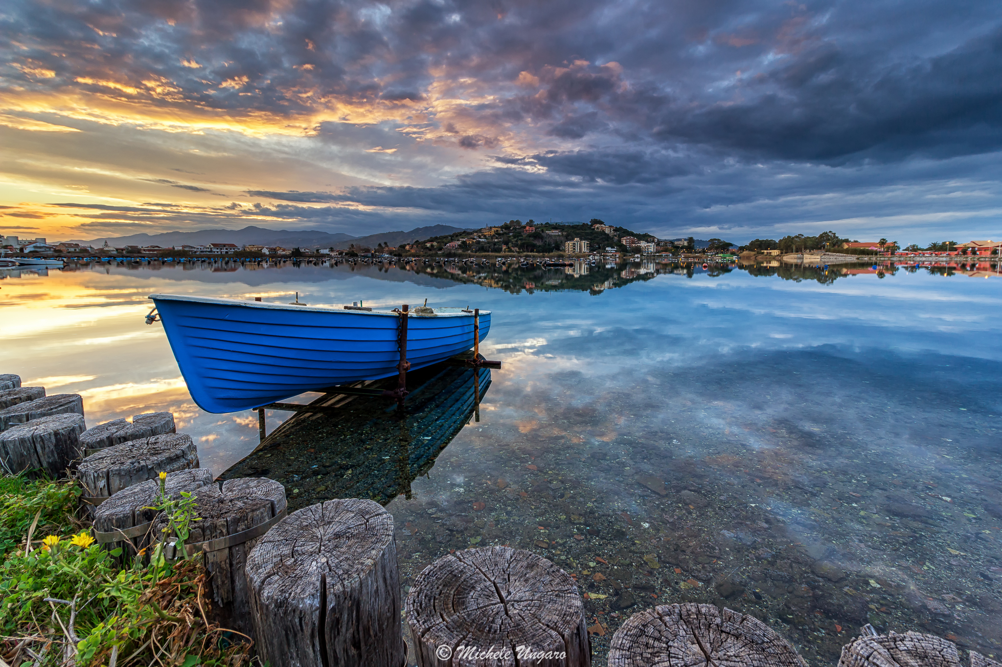 Sunset on the lake of Torre Faro
