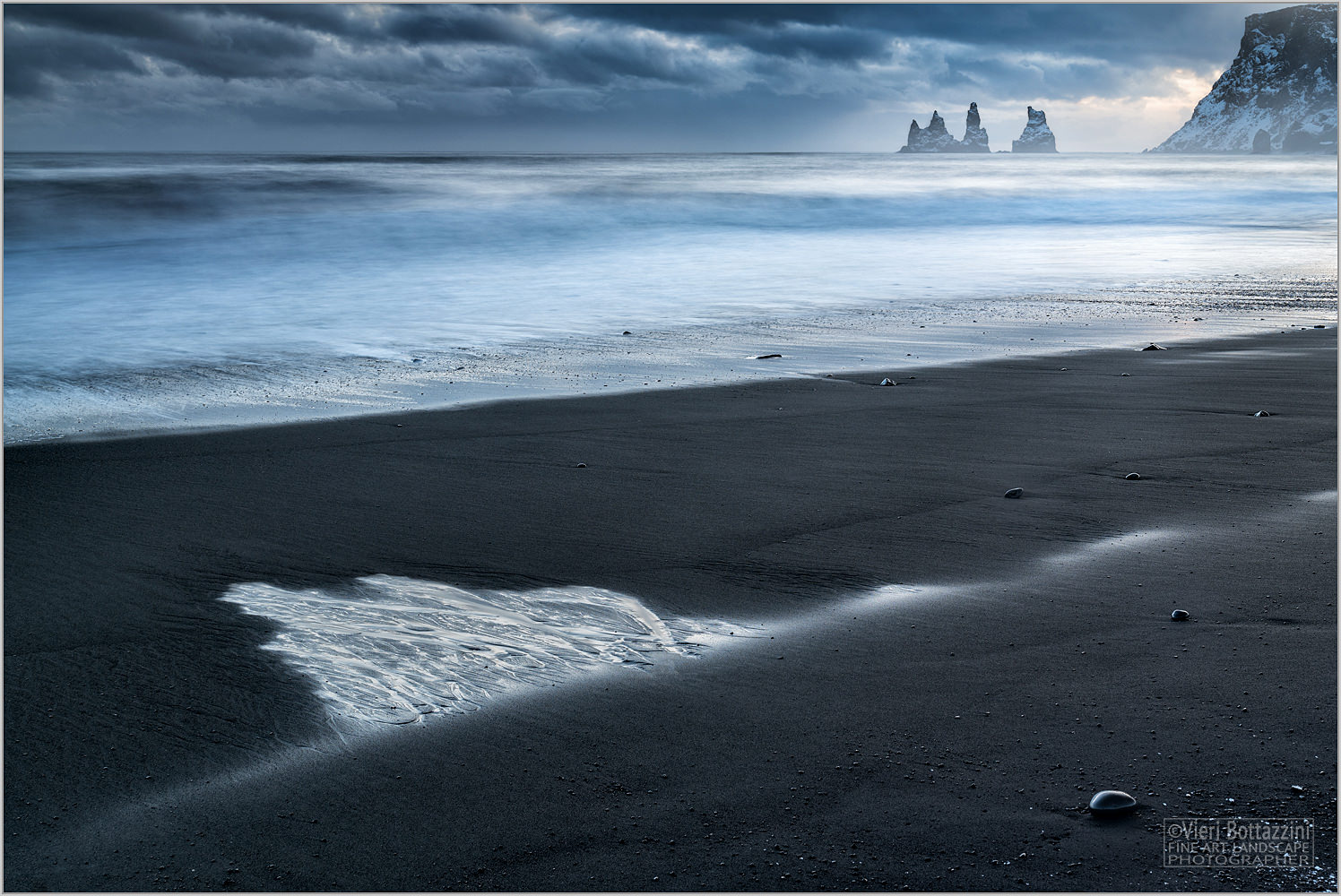 Gloomy and beautiful sunset at Reynisdrangar