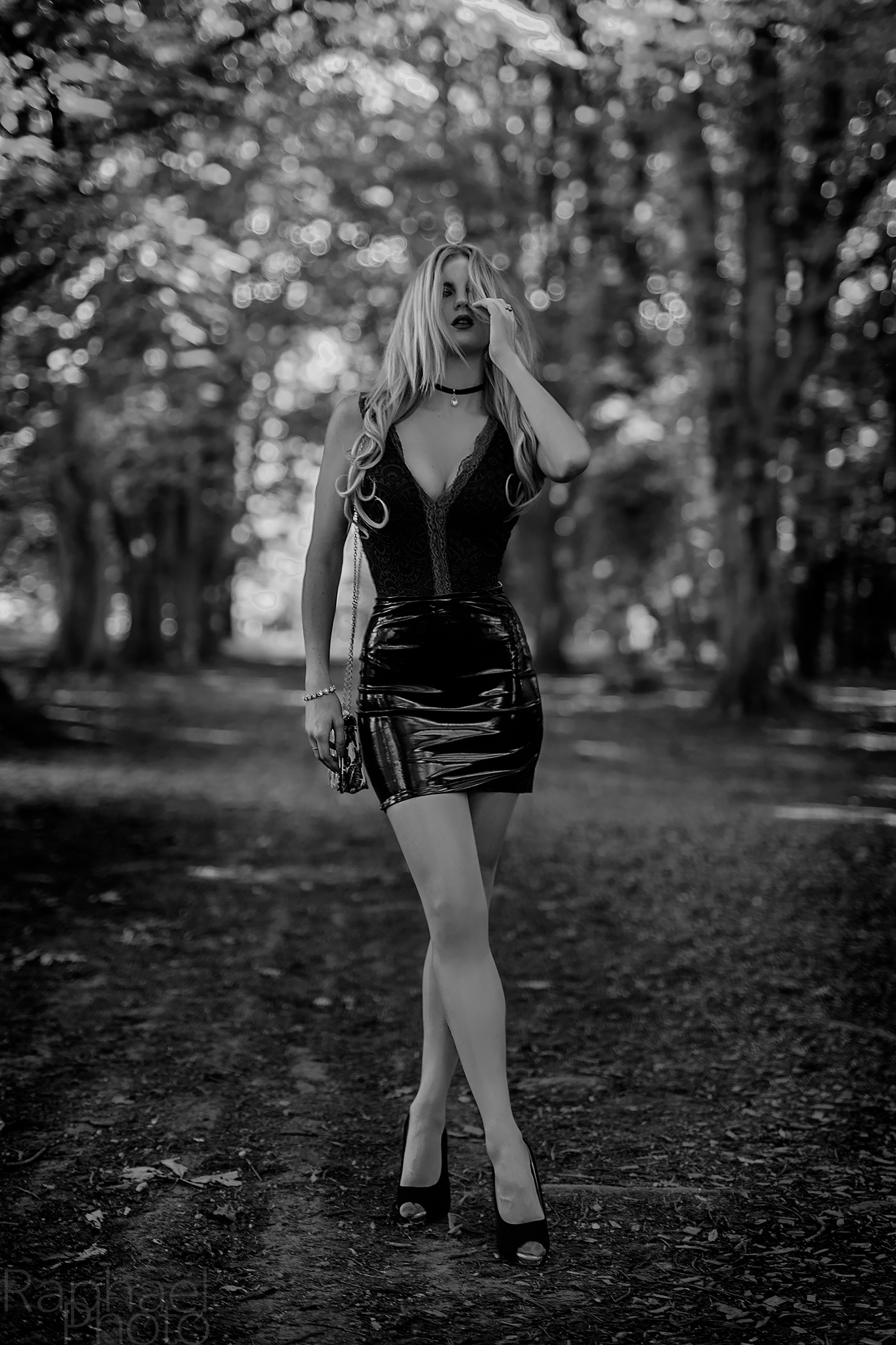 Walking Through a Red Forest (b&w)