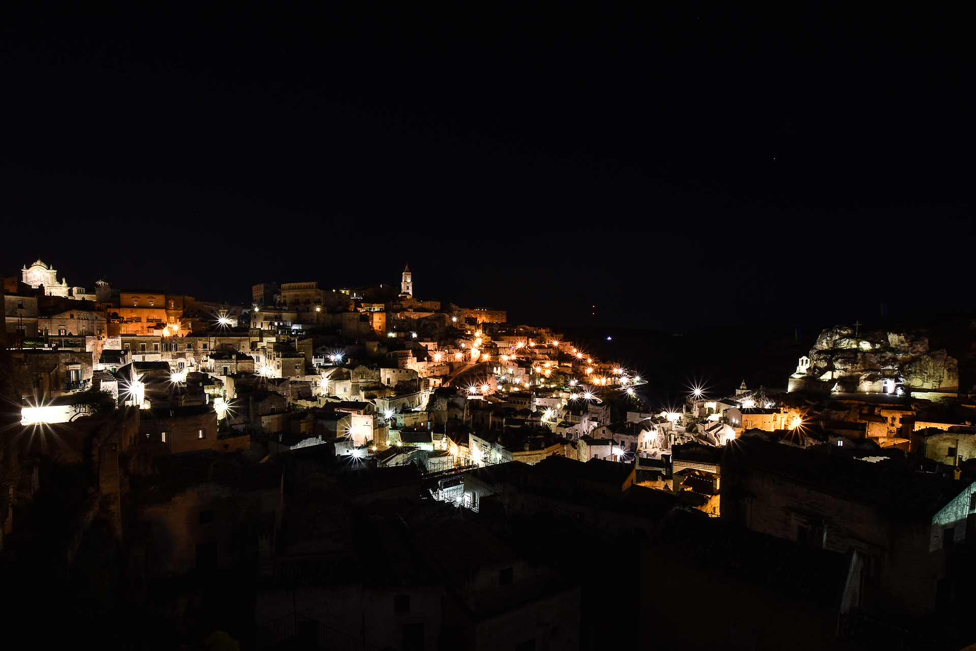 View of Matera at night