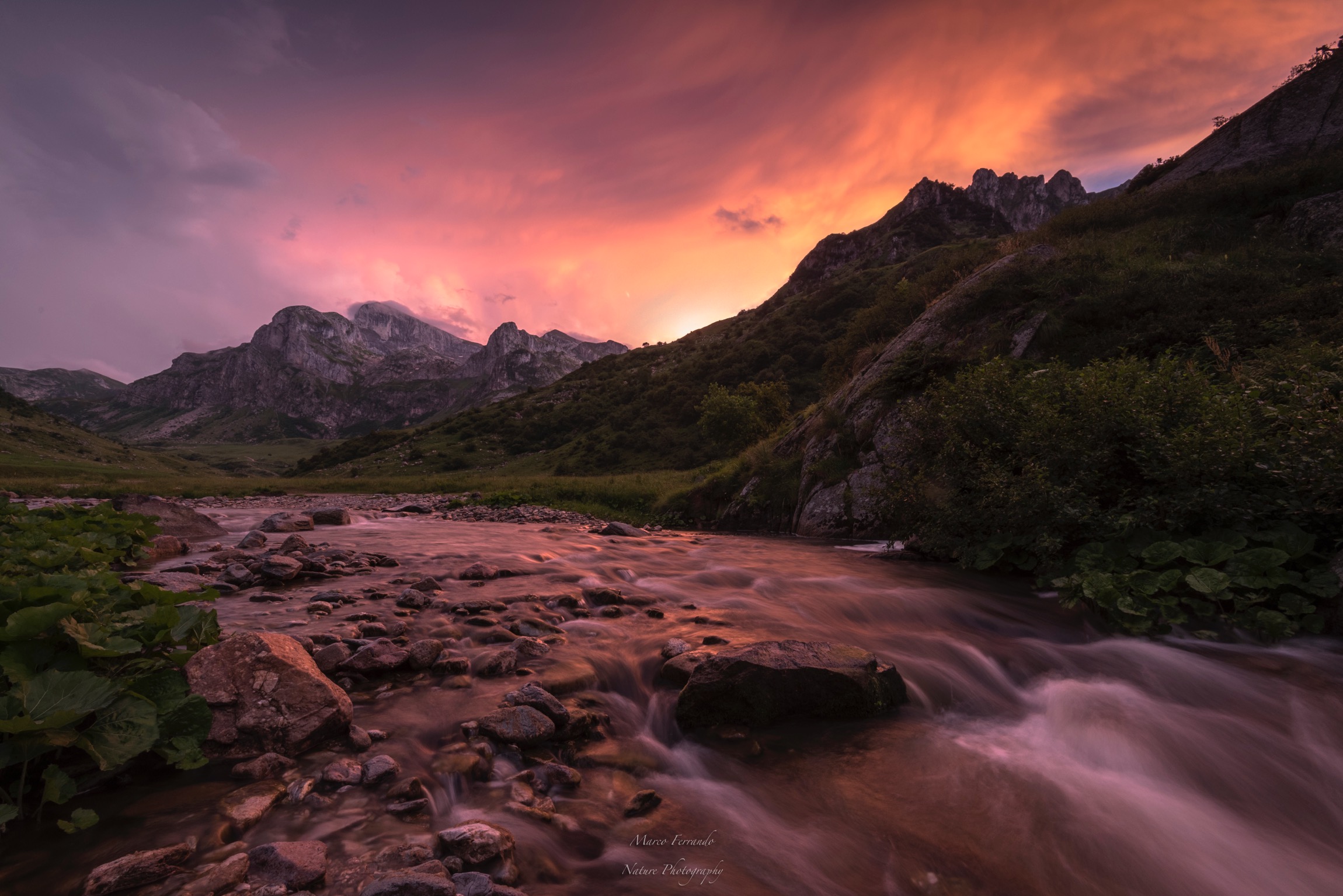 Light on fire-fiery sunset
