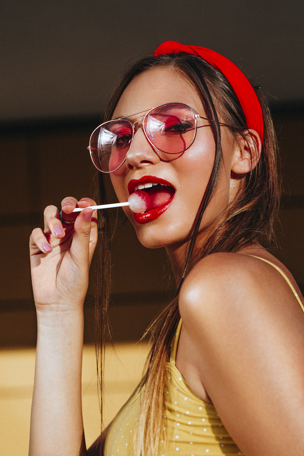 Eyes, lips and lollipop