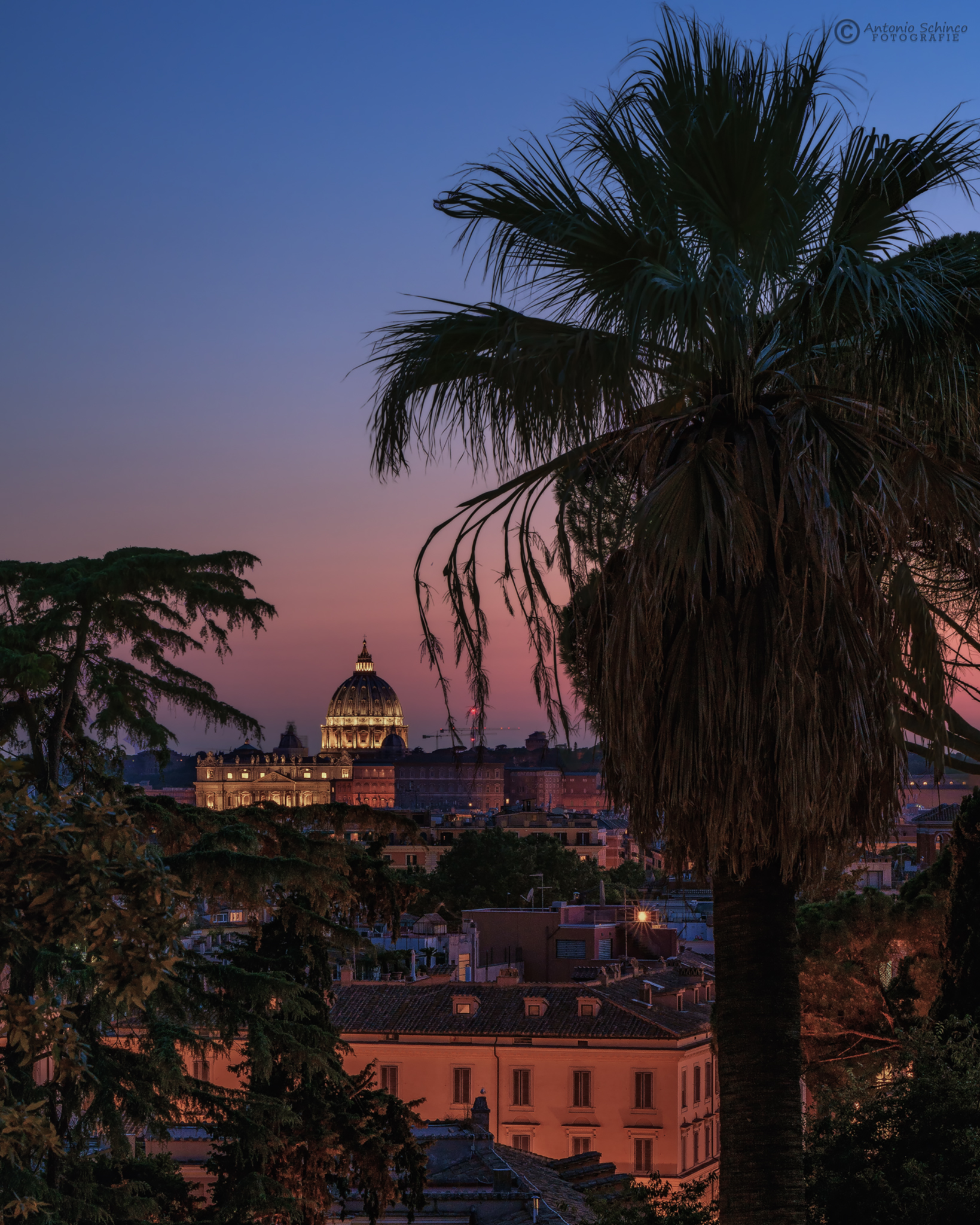 The Skyline Of Rome At Sunset