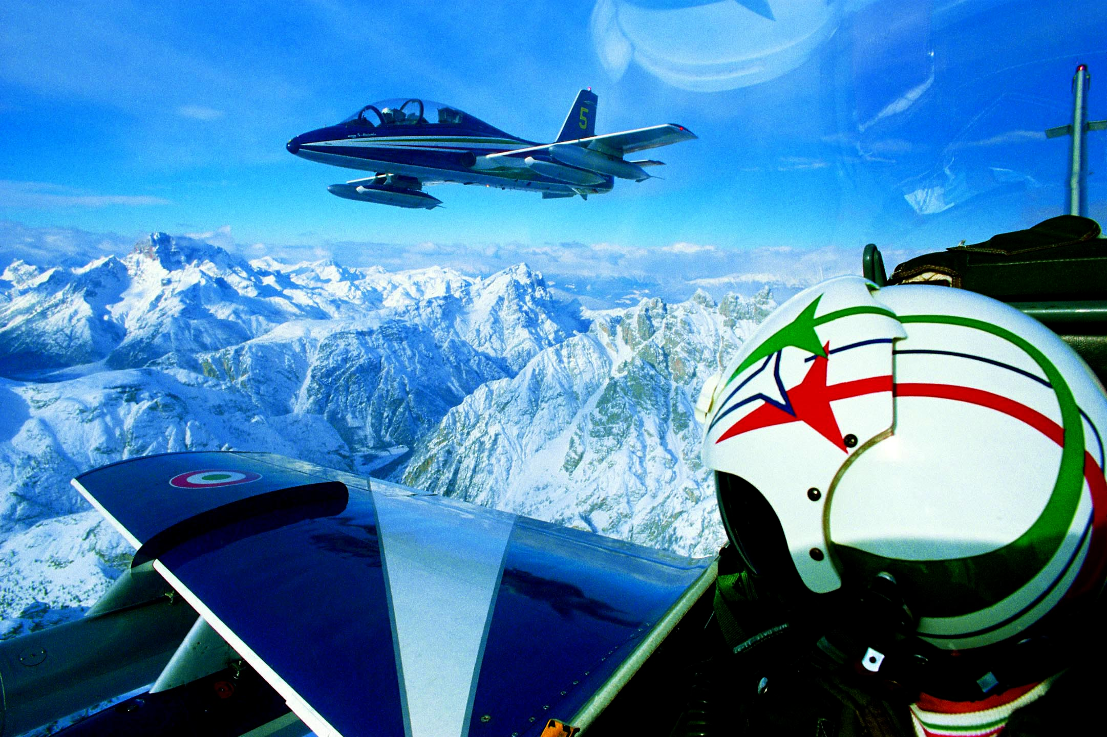 Aircraft MB 339 PAN in flight training on wilful