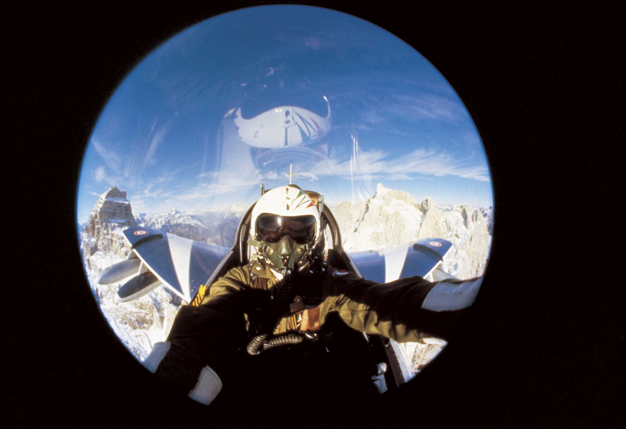From Board of Aircraft MB 339 PAN IN flight on DOLOMITI