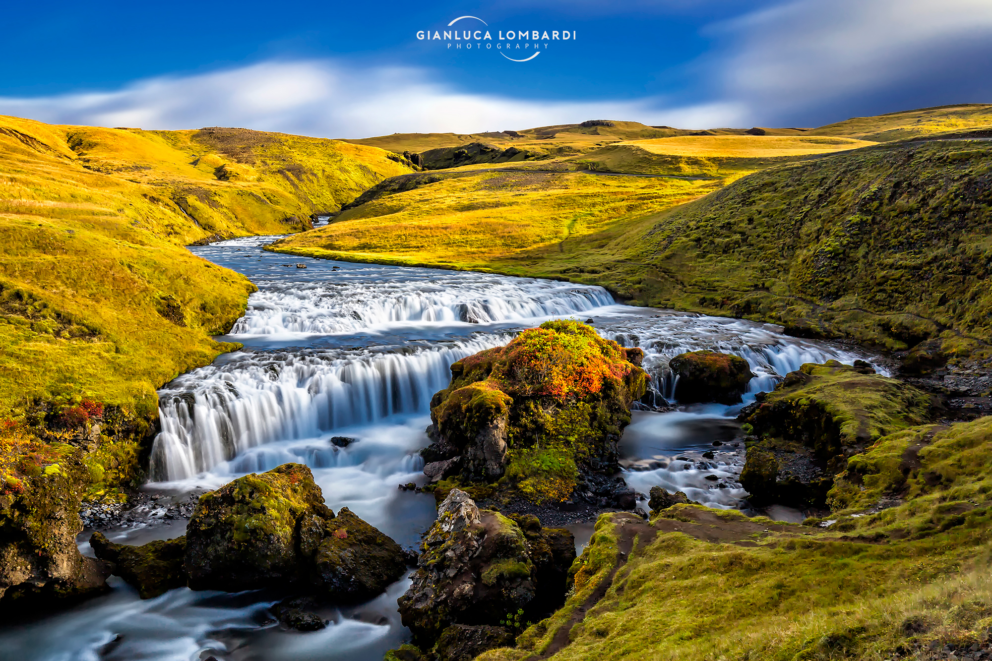 Waterfall along the Fimmvörðuháls Hike