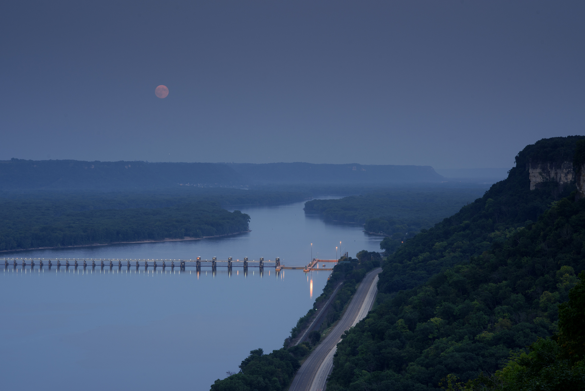 Full Moon Rising Through the Haze