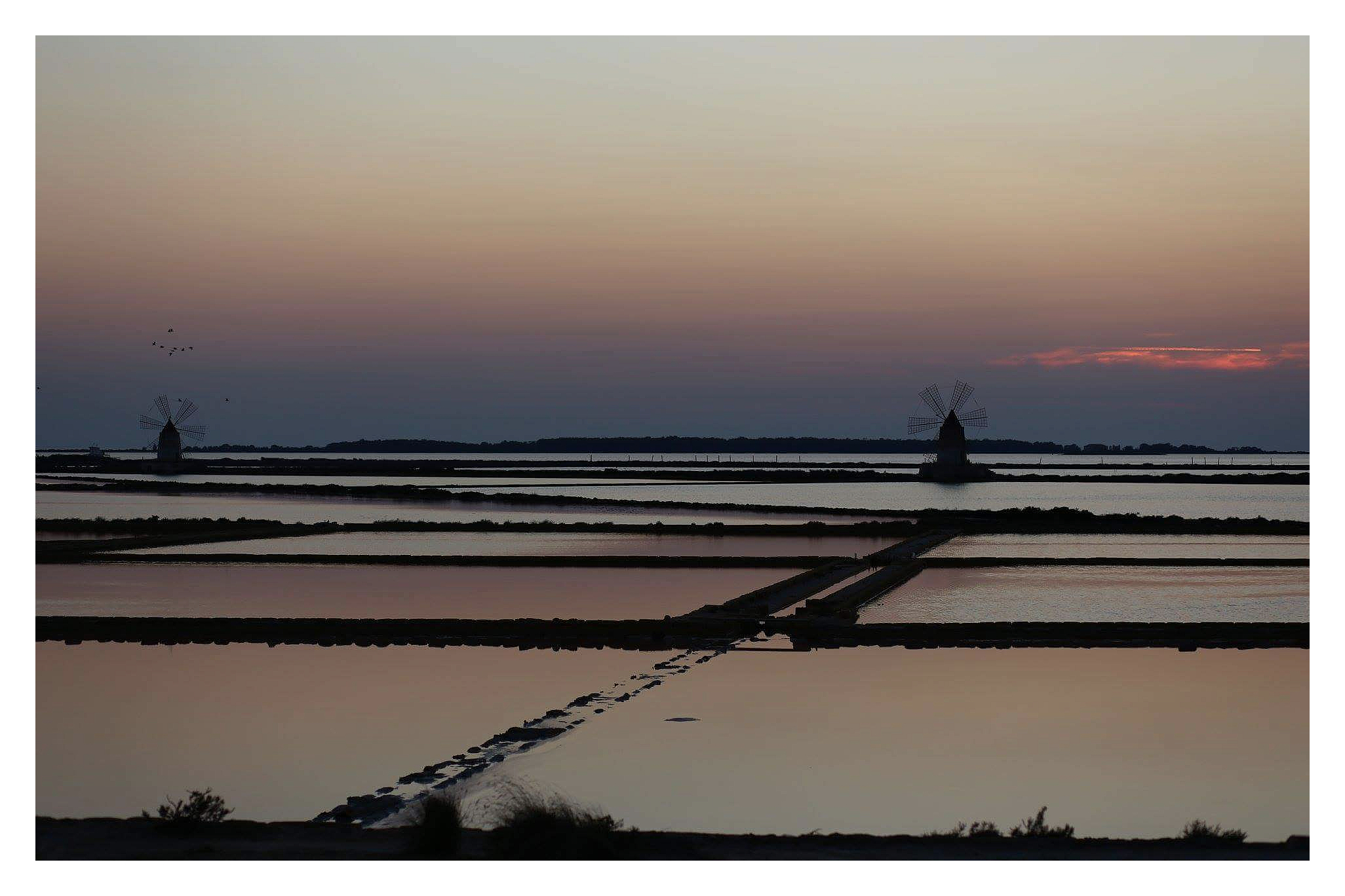 Sunset on the salt pans