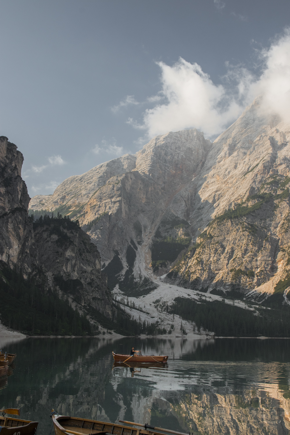 The morning calm on the lake of Braies