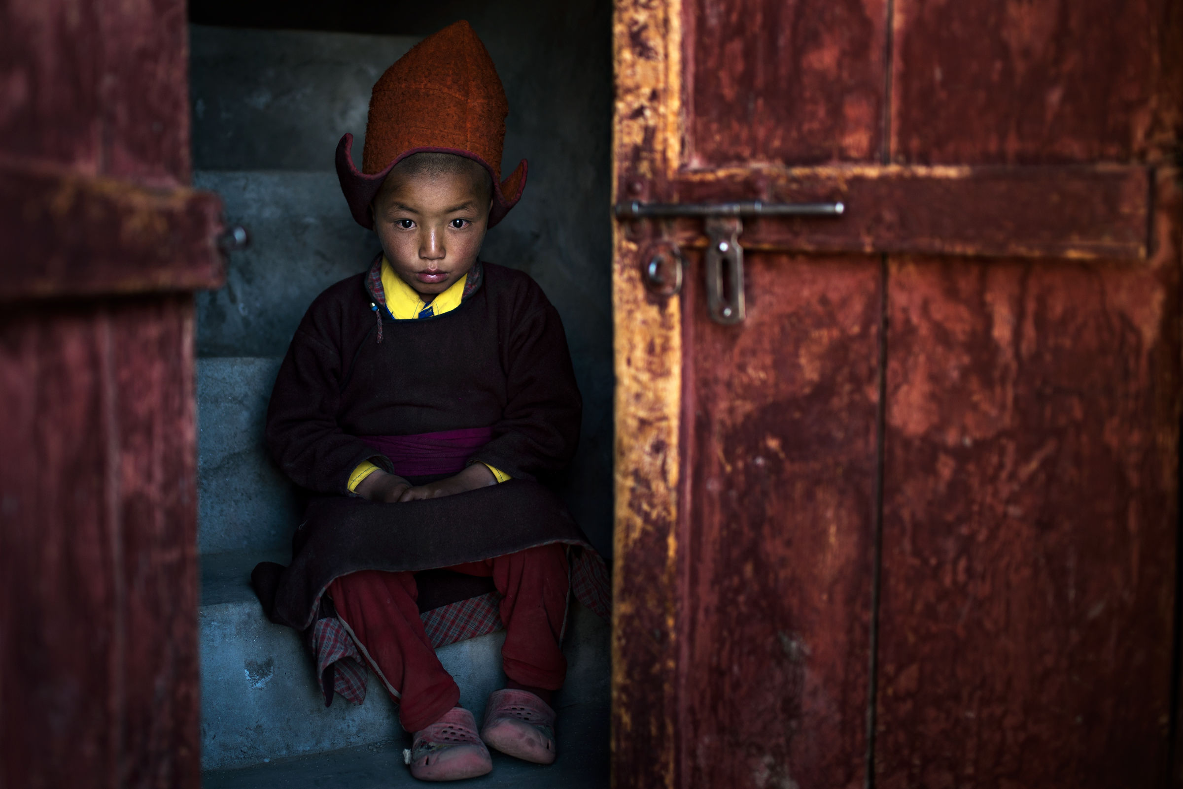 Monastero di karsha Ladakh.Giovane monaco Tibetano