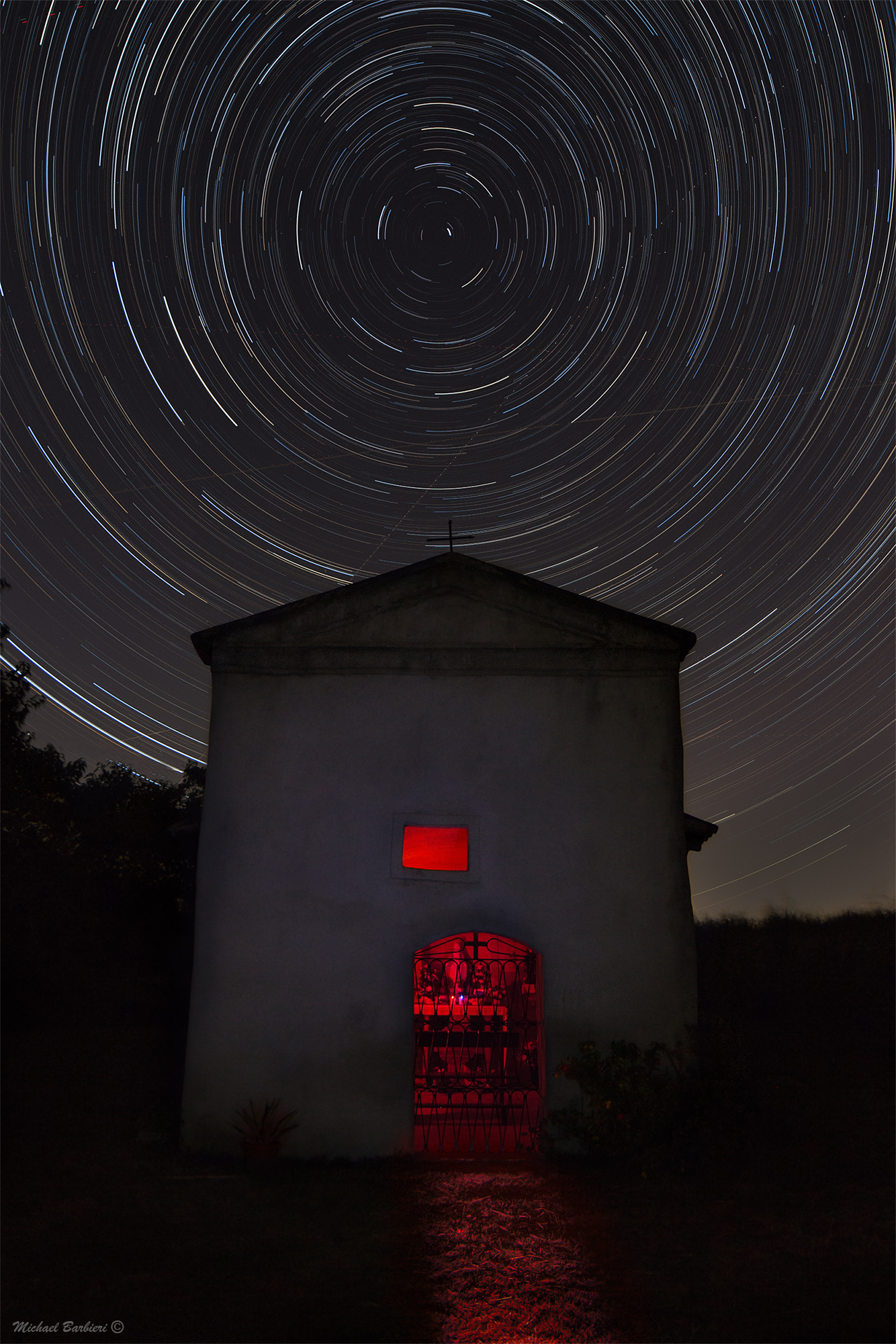 Star trail sulle colline mantovane