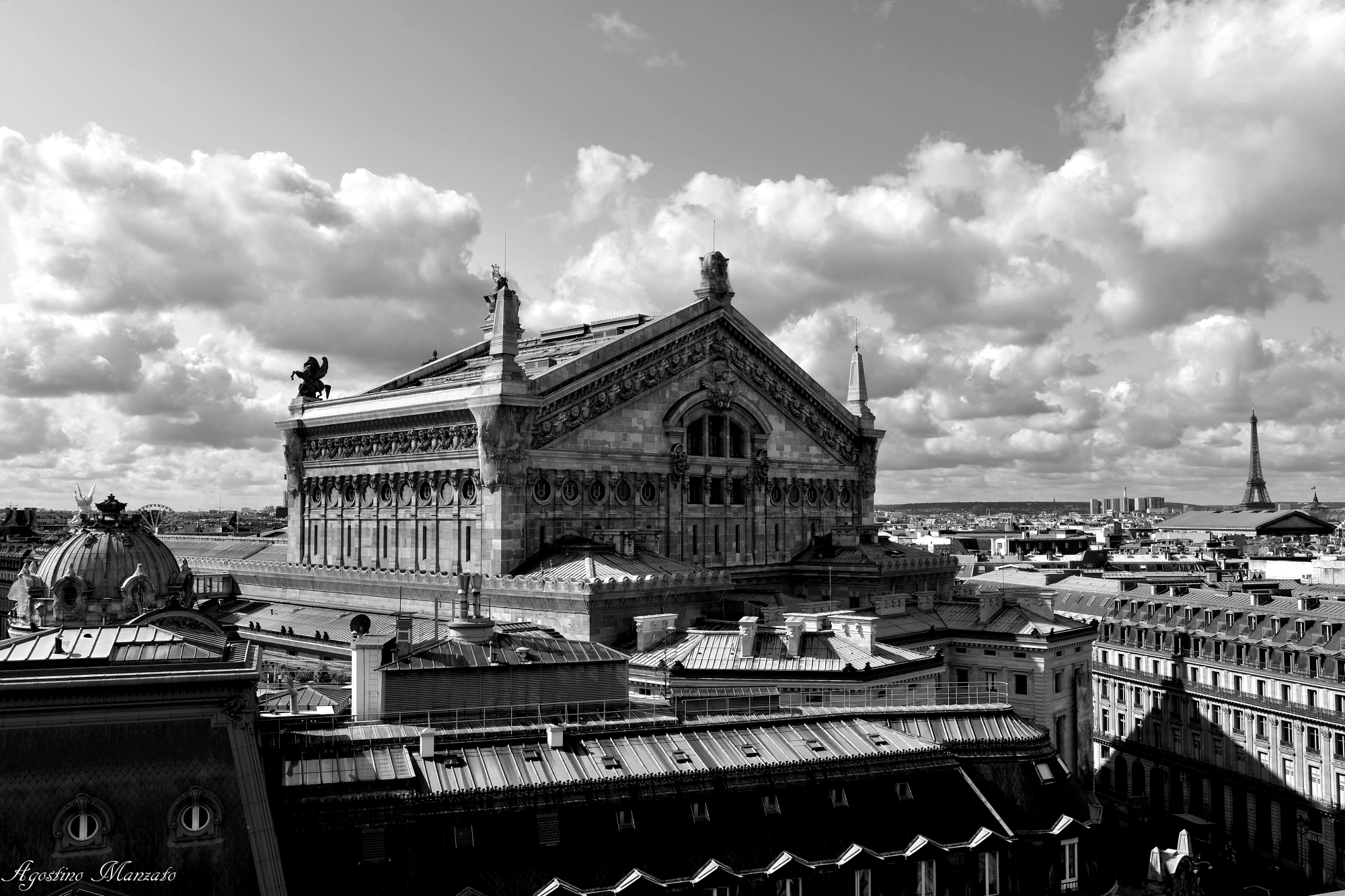 The Eiffel Tower and the Opera from the Lafayette warehouses