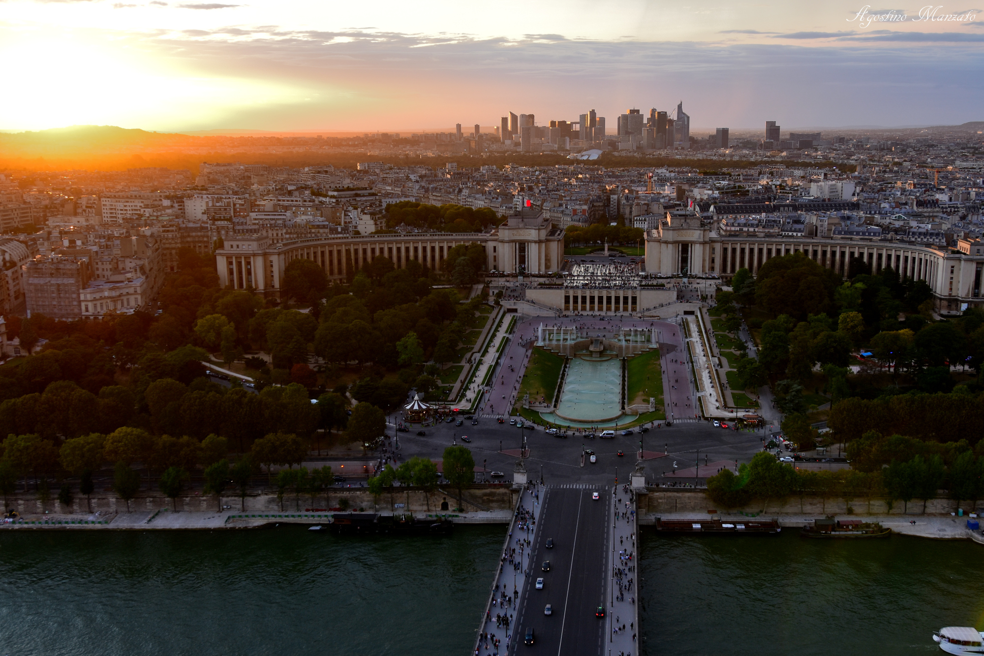 Trocadero at sunset from the Eiffel Tower