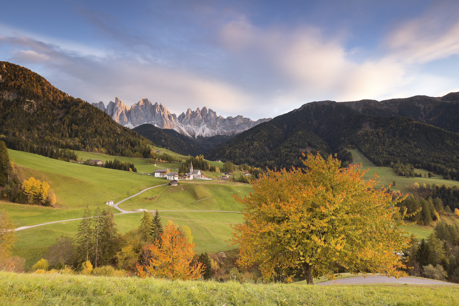 tramonto in Val di Funes
