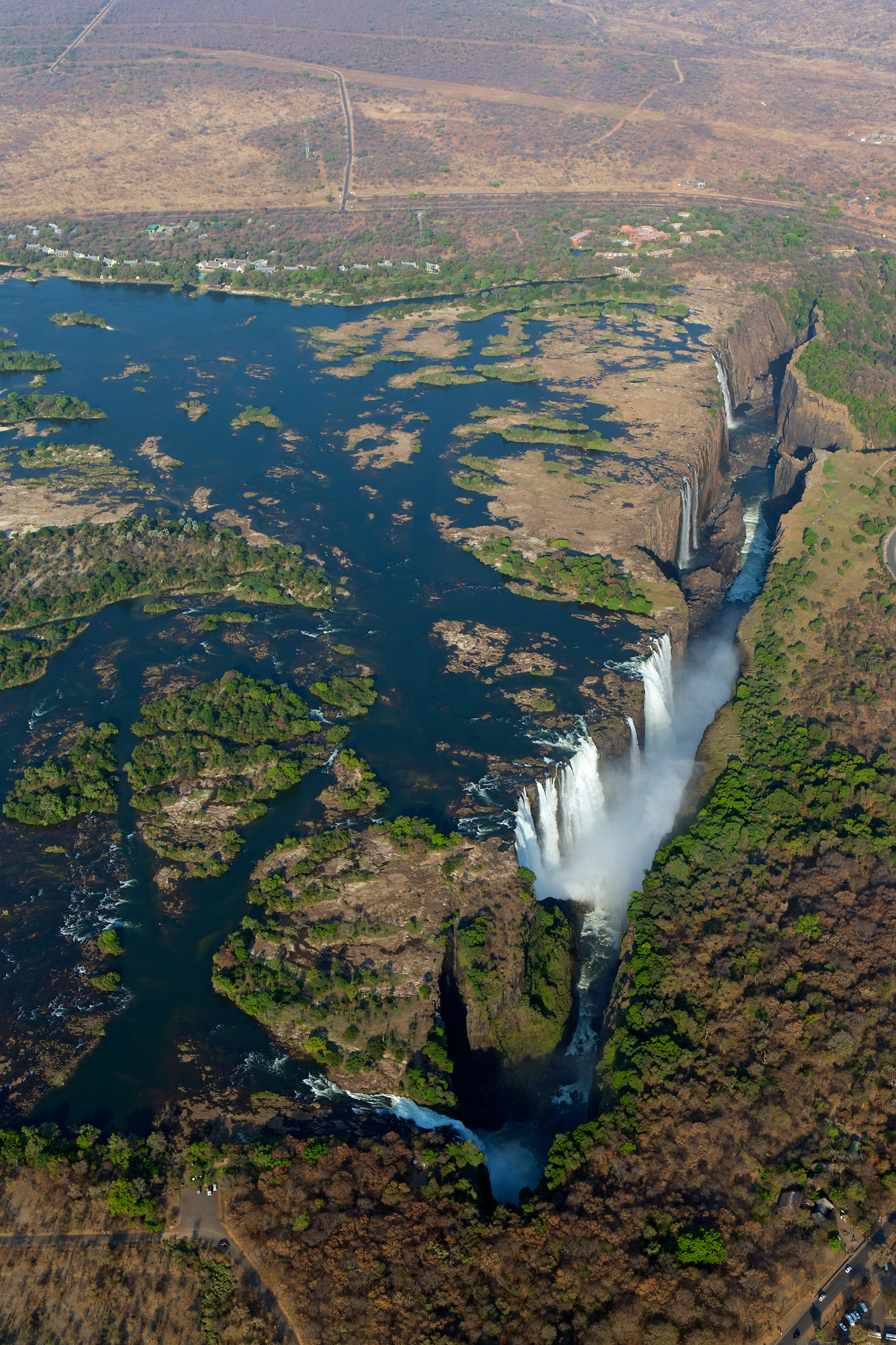 Victoria Falls from helicopter