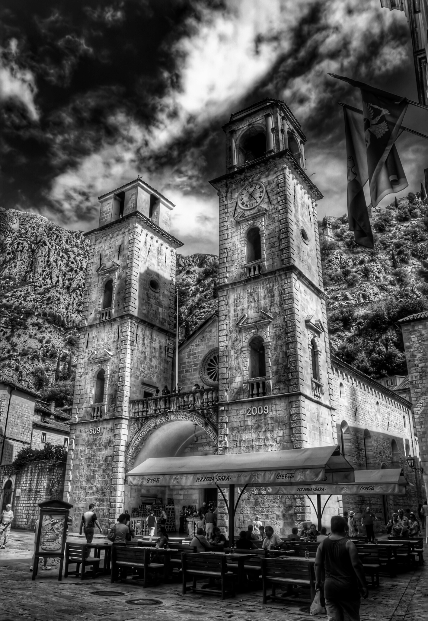 Kotor Montenegro in b/w