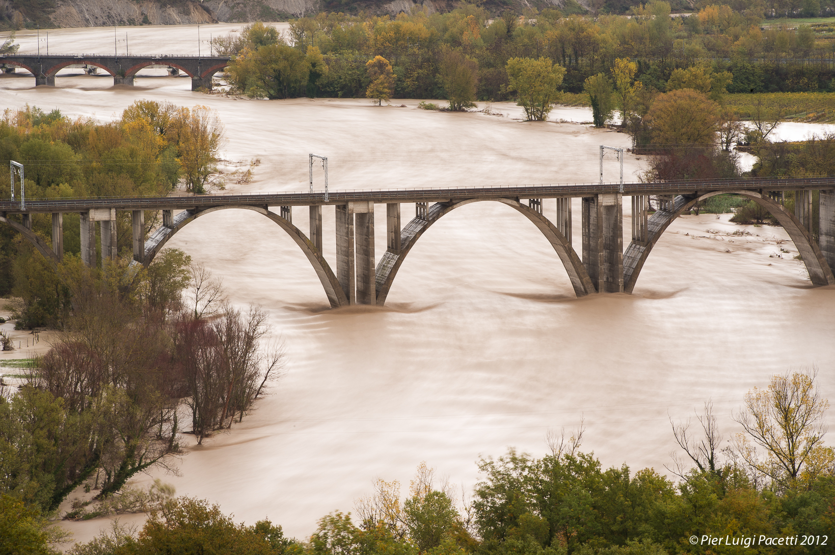 The river Paglia on the day of the flood